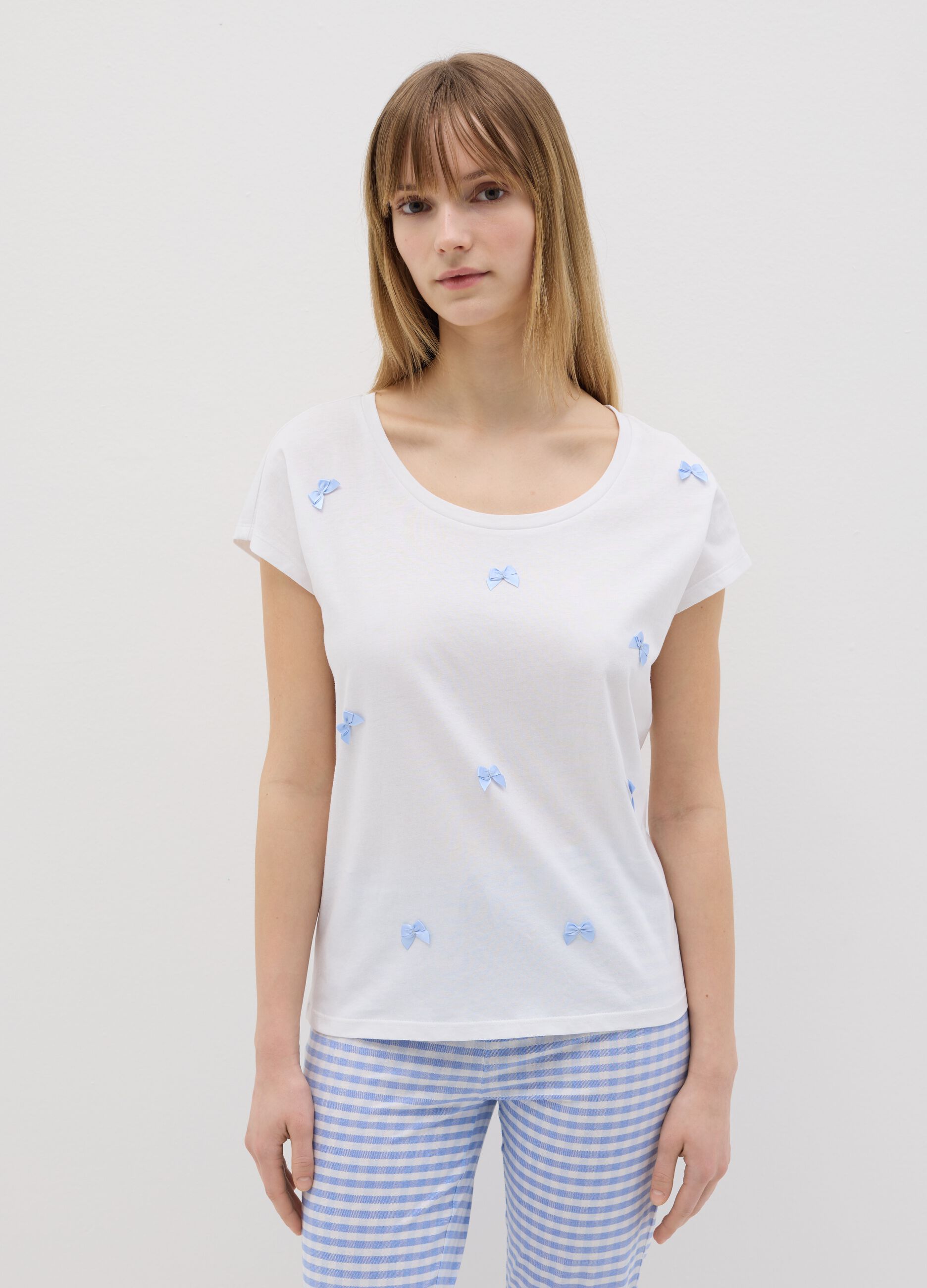 Light blue pyjama top with bows