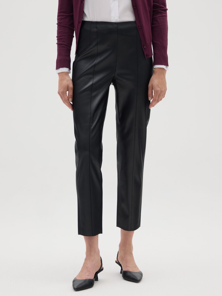 Black Slim Fit Glossy Effect Leggings_1