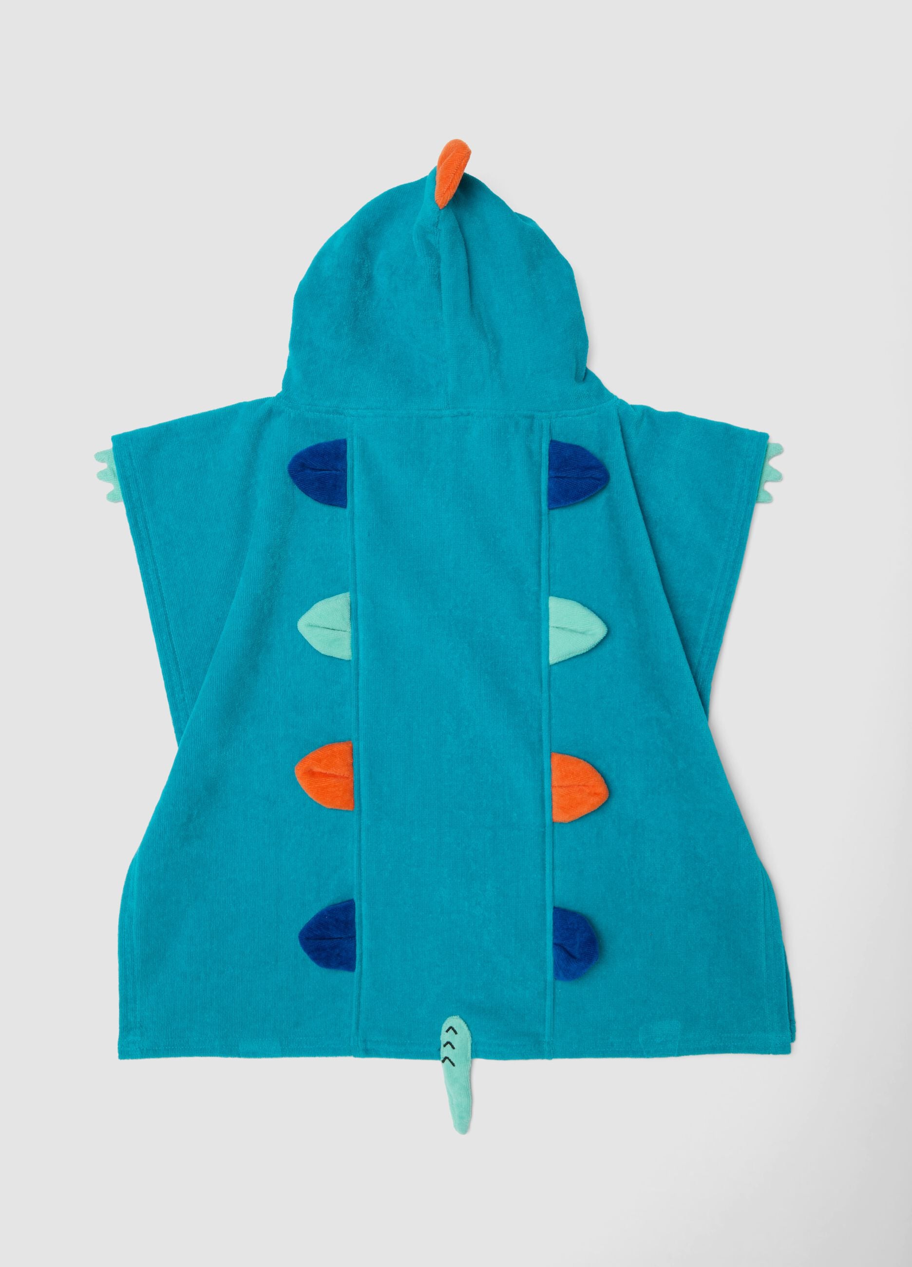 Blue organic cotton hooded poncho