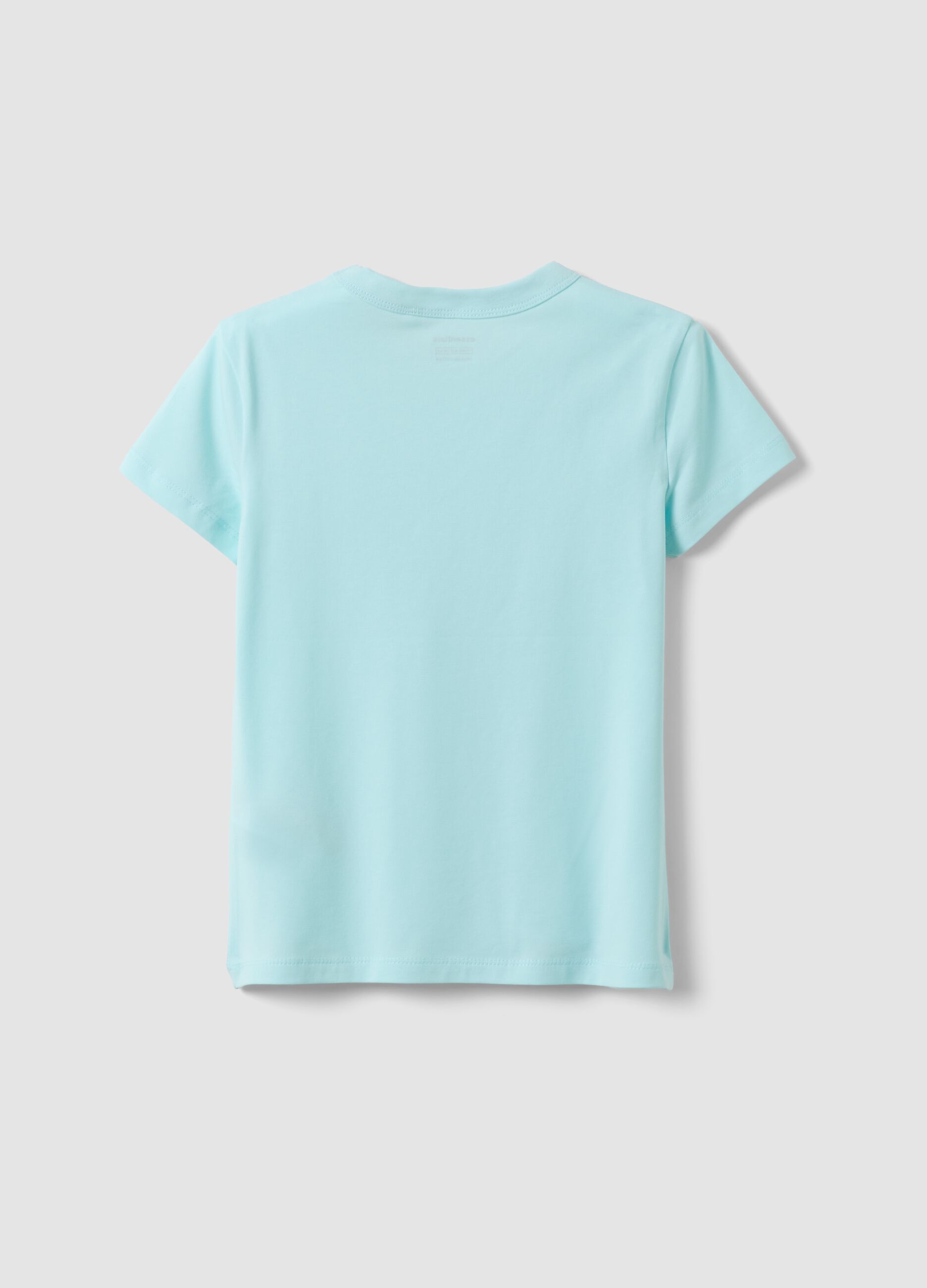 Girls&rsquo; light blue stretch cotton T-shirt, regular fit
