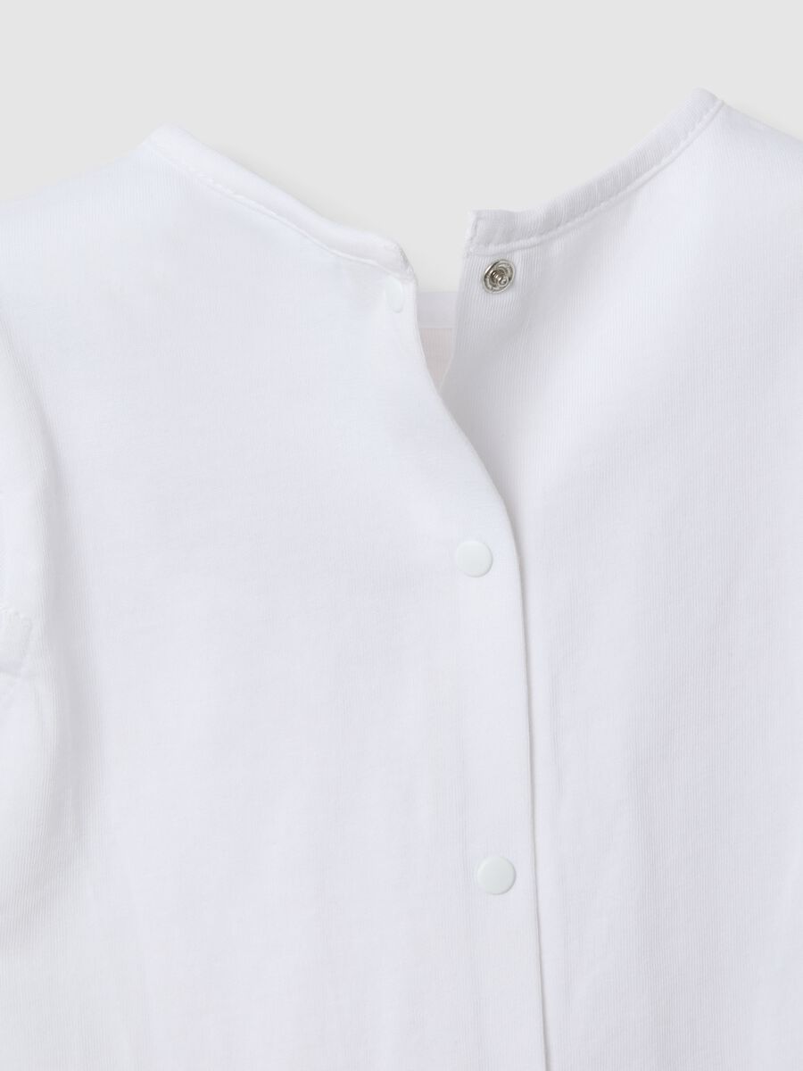 Set in misto cotone e lino multicolor da neonata con fiori applicati_2