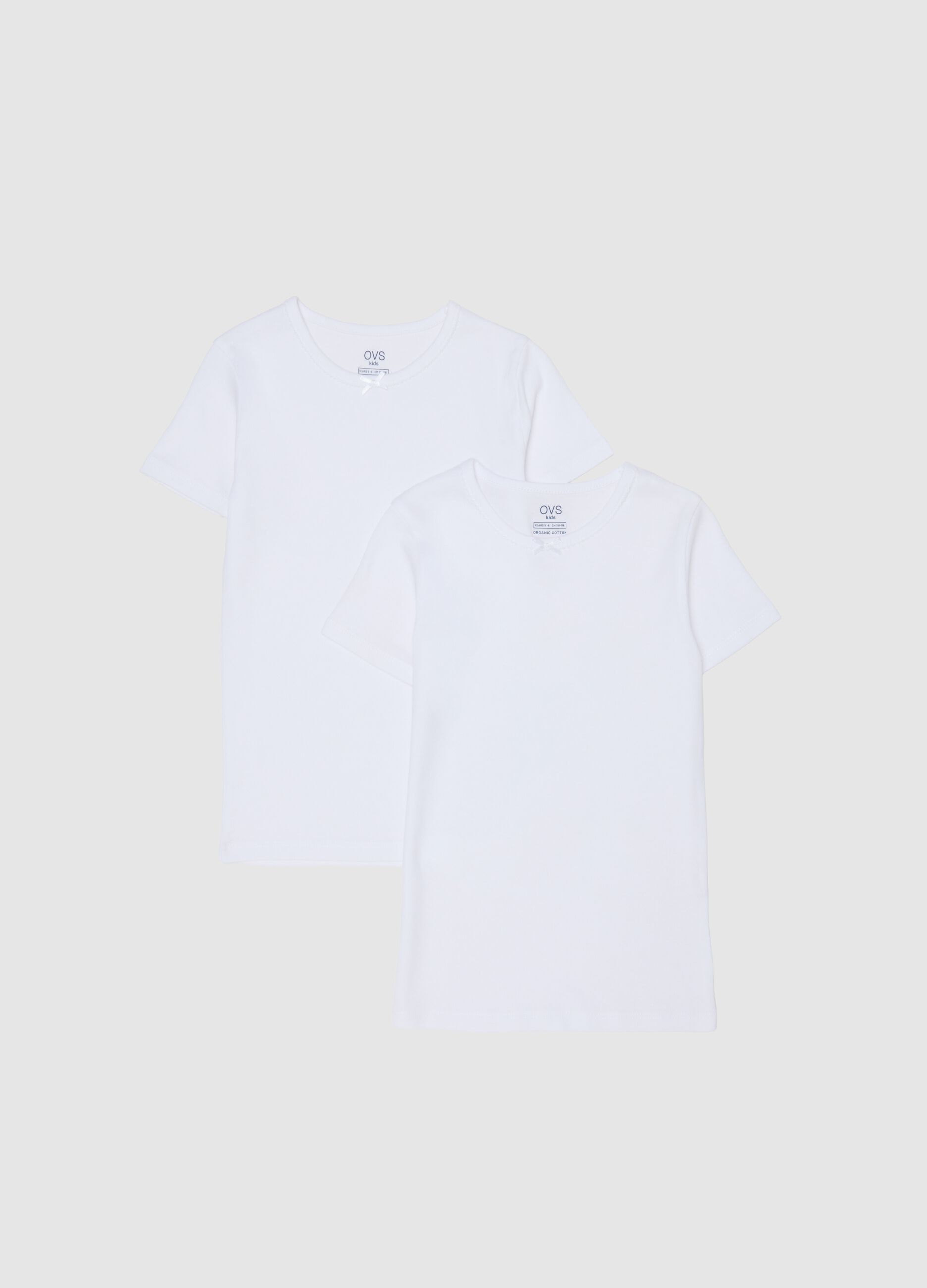 Pack of two white girls' t-shirts in pure cotton regular fit