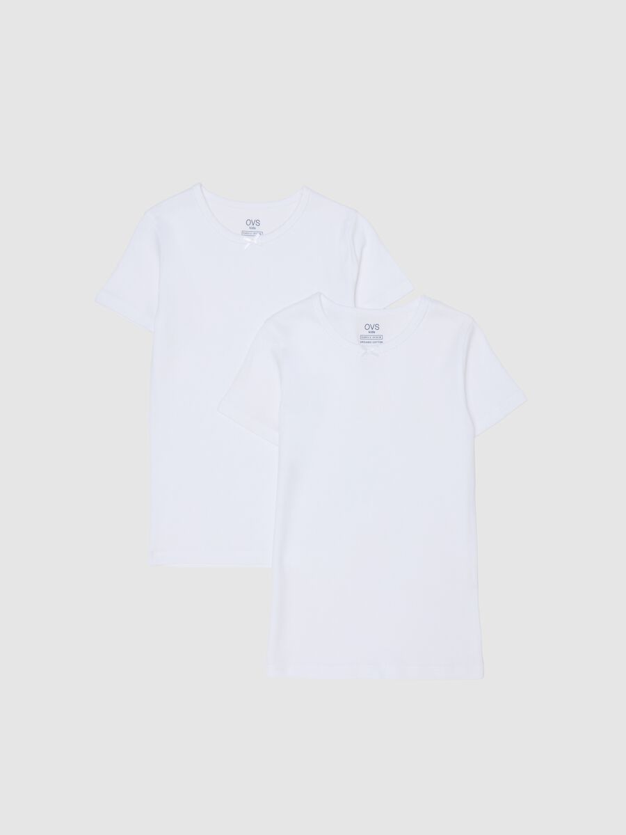 Bipack t-shirt bianche da bambina in puro cotone regular fit_0