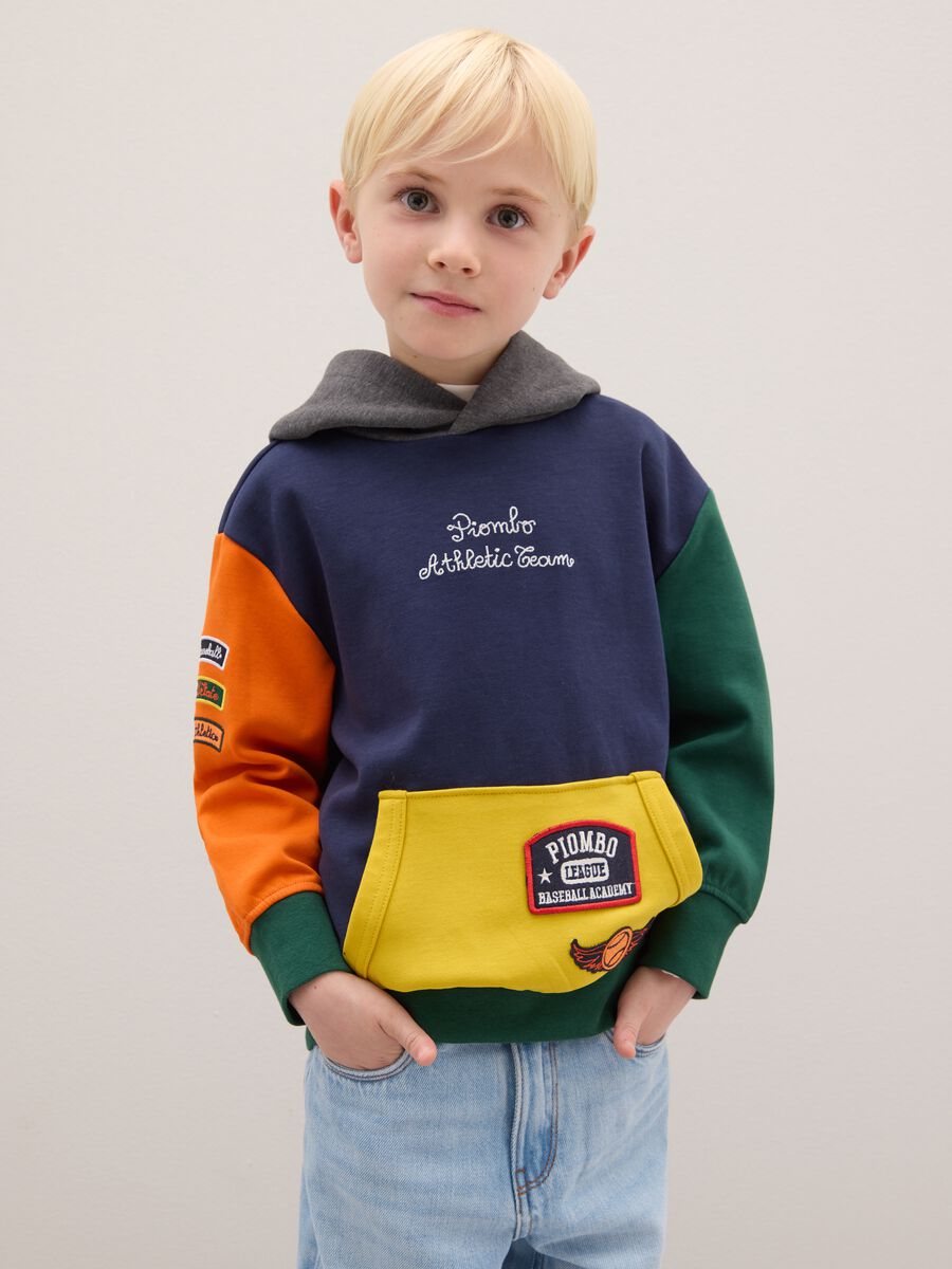 Felpa da bambino in misto cotone multicolor regular fit_0