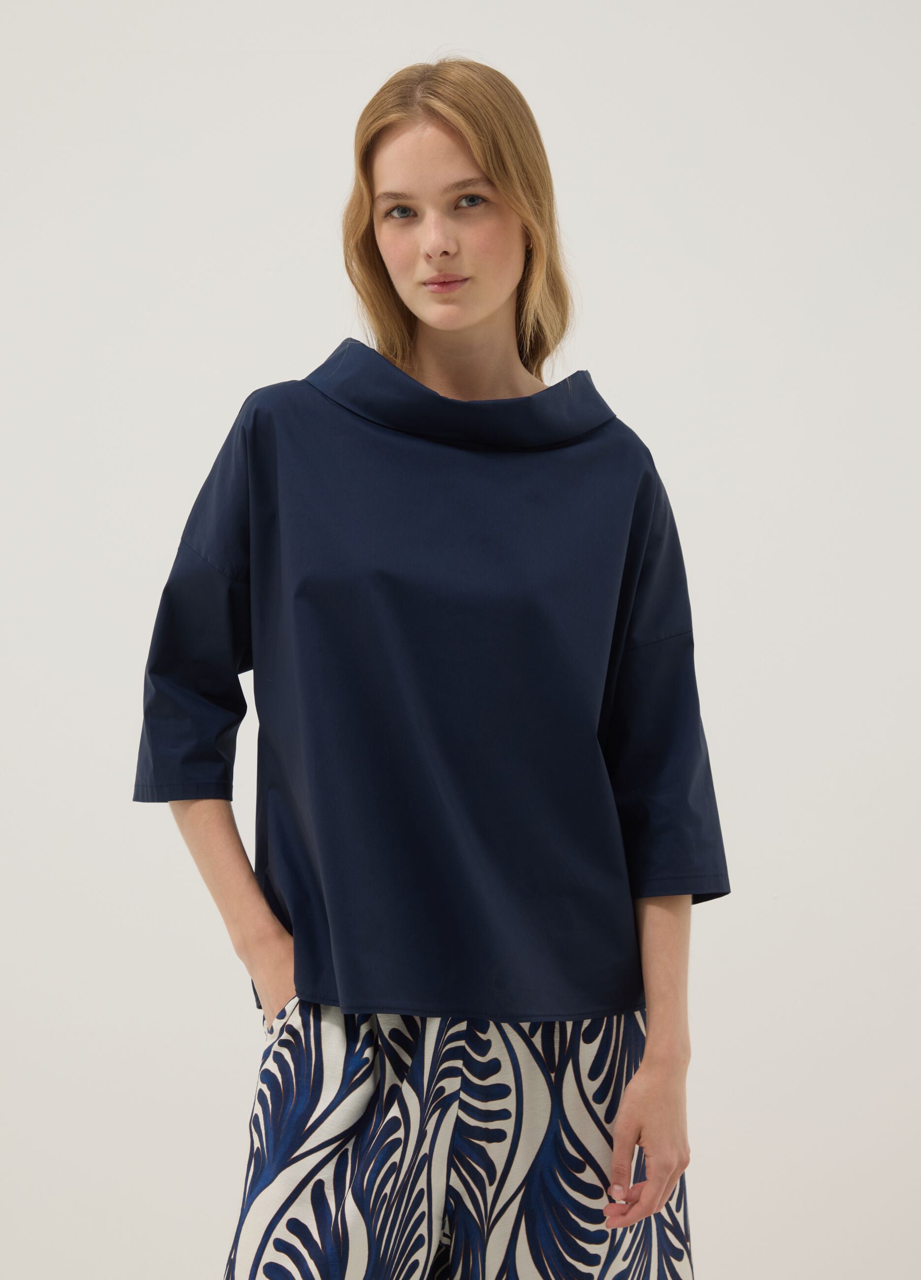Blue stretch cotton top