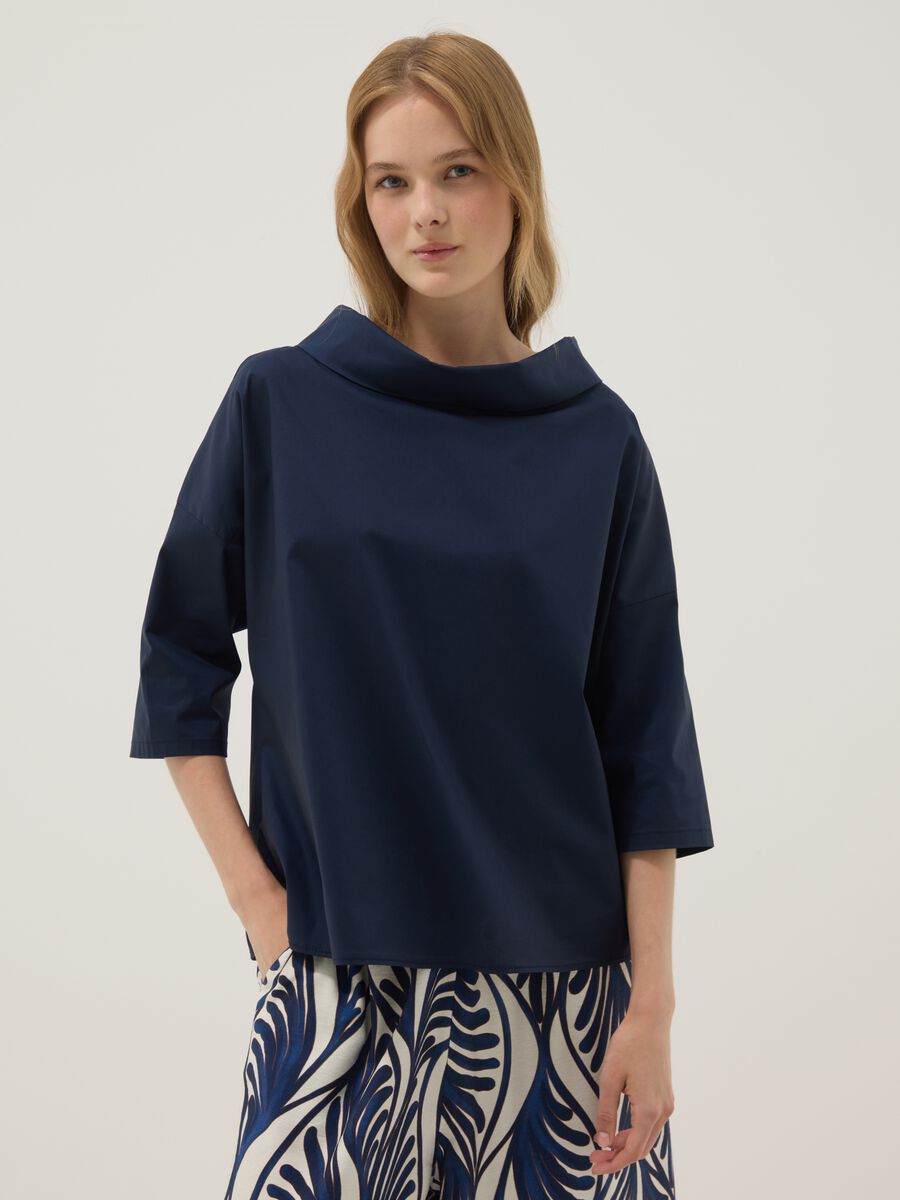Blue stretch cotton top_1