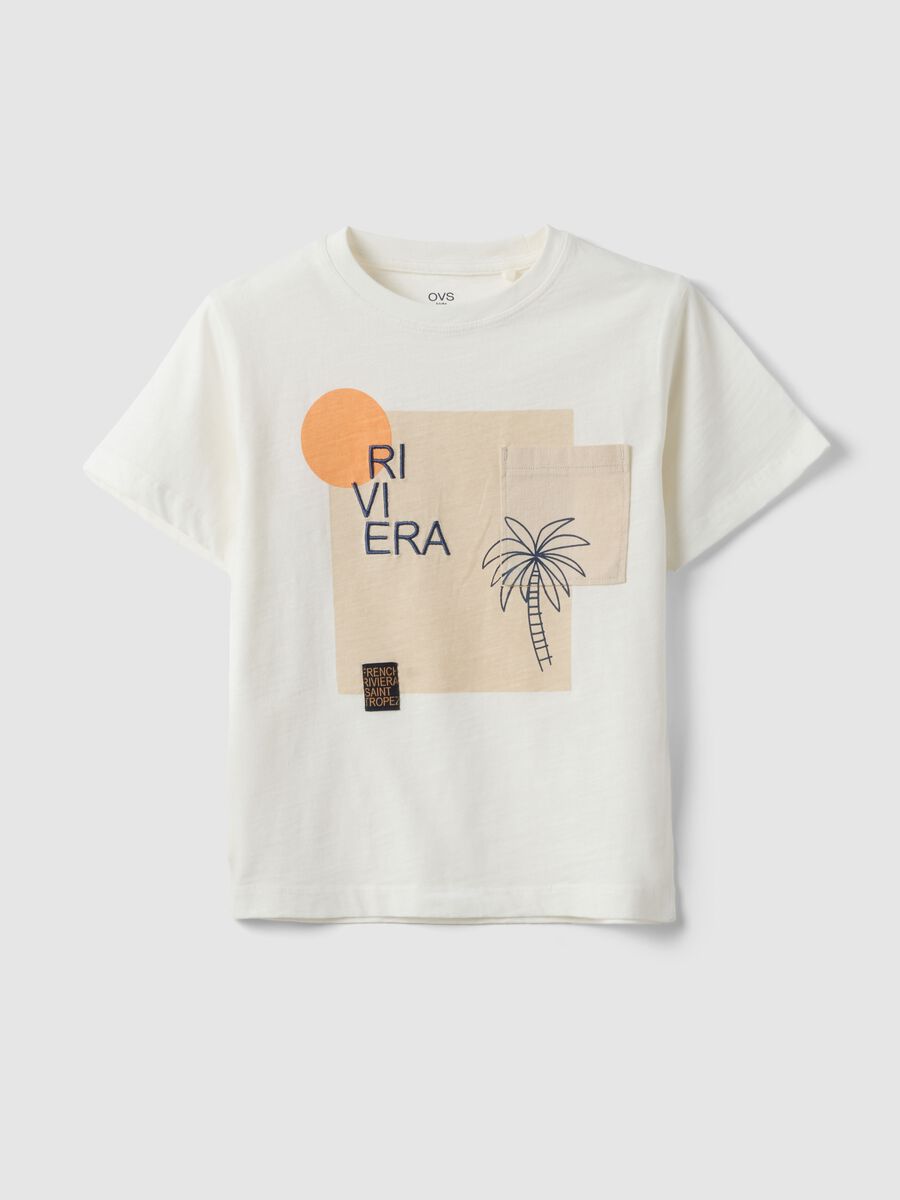 Kids' White Pure Cotton Regular Fit T-shirt with Print_0