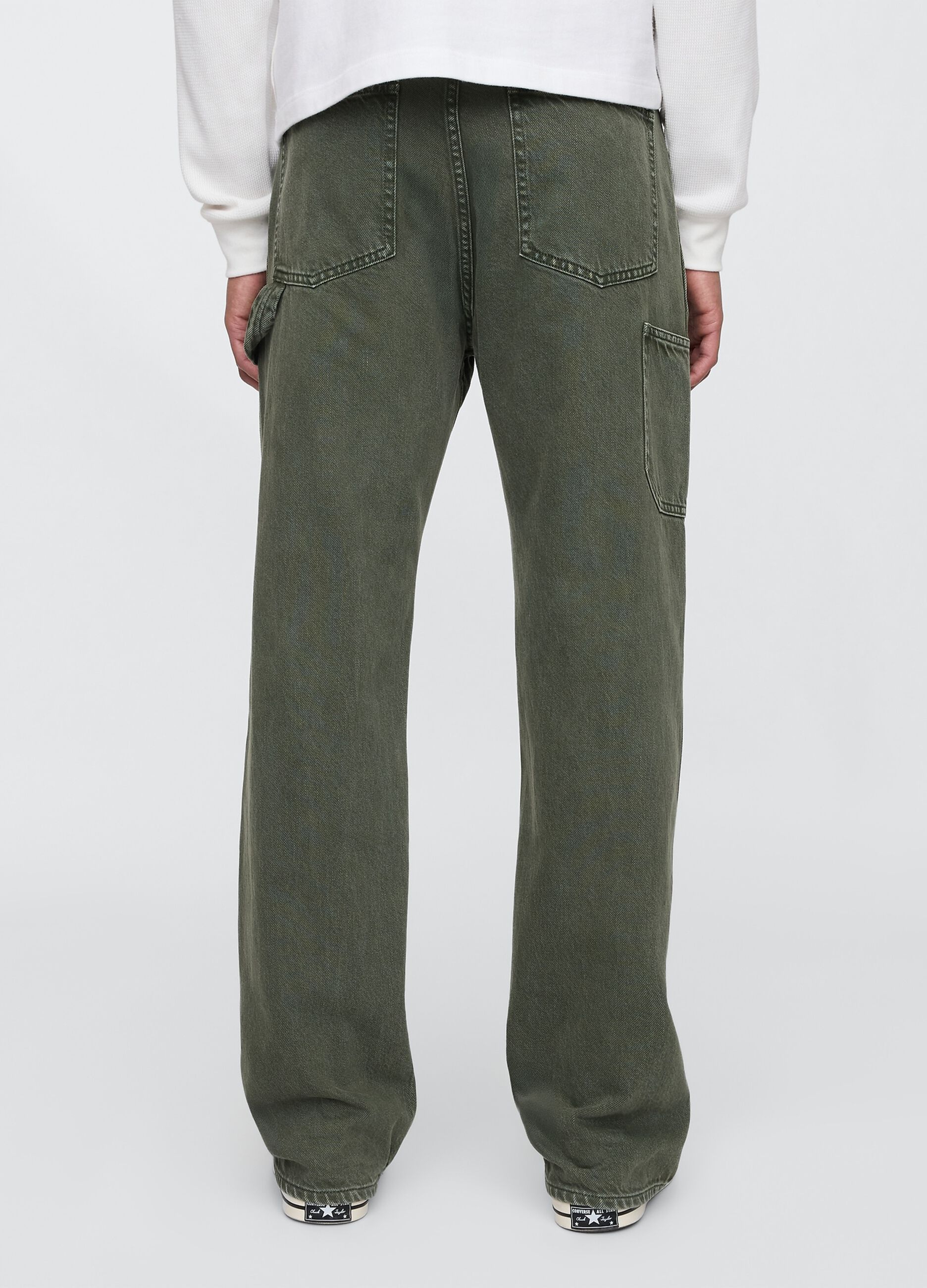 Pantaloni cargo larghi verde in misto cotone