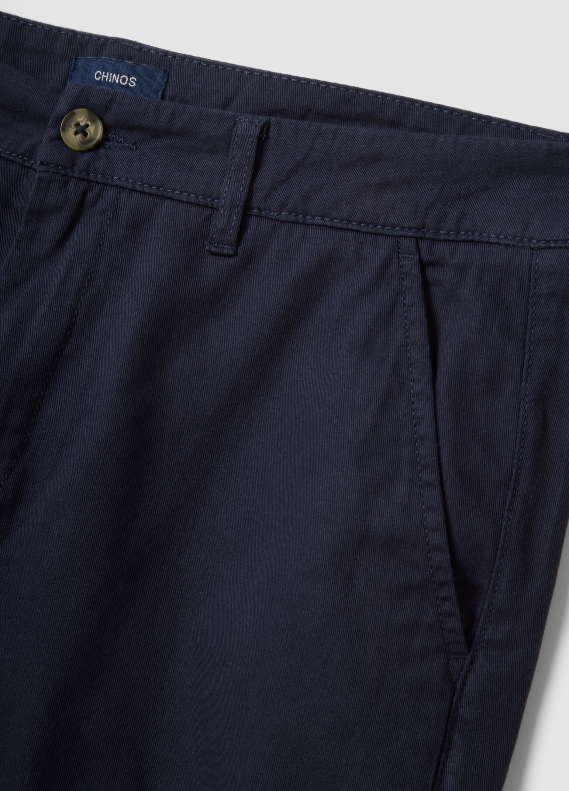 Blue cotton chino bermuda shorts, regular fit