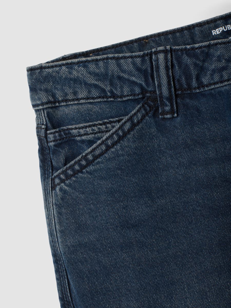 Jeans blu scuro straight fit in puro cotone_2