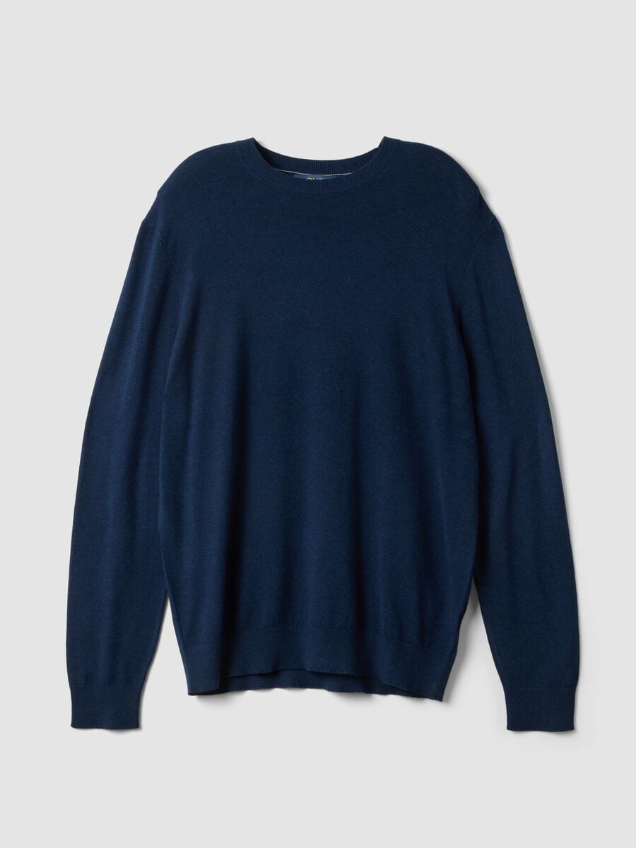 Maglia girocollo blu in misto viscosa regular fit_0