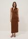 Brown sleeveless midi dress in stretch fabric_1