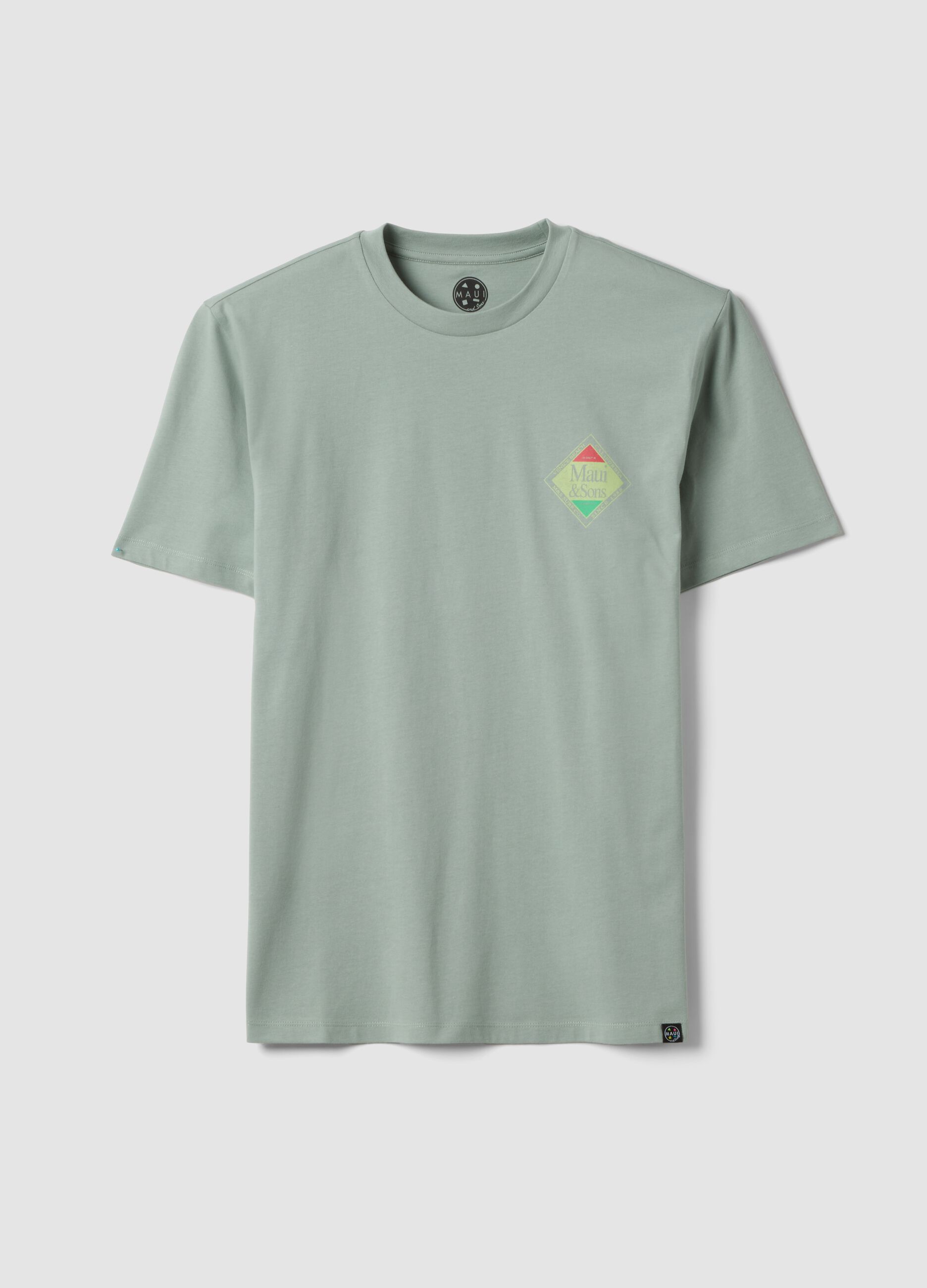 Green short-sleeve pure cotton T-shirt