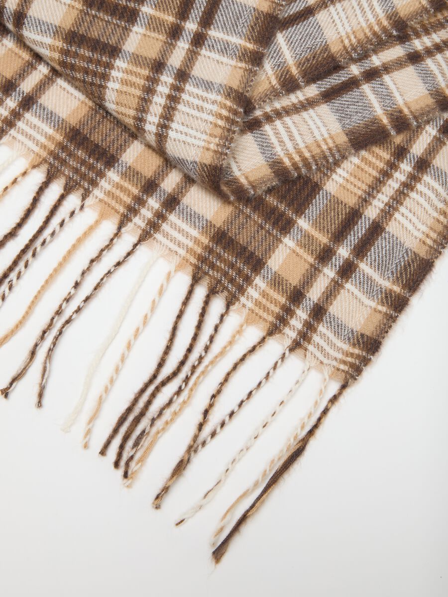Multicolour Check Scarf with Fringes_2