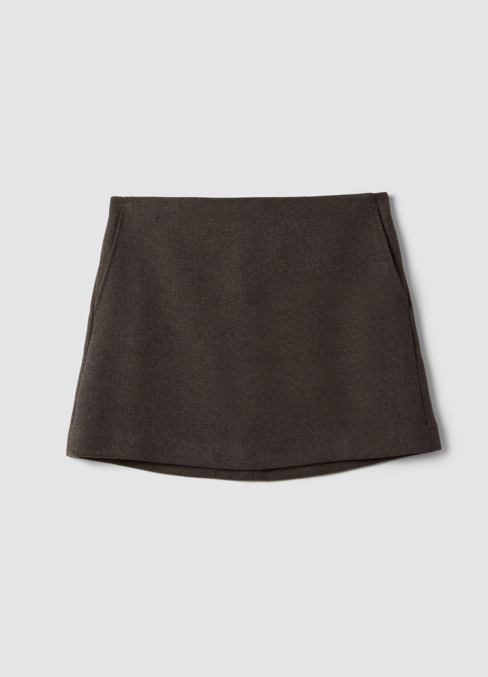 Brown wool and viscose-blend skirt