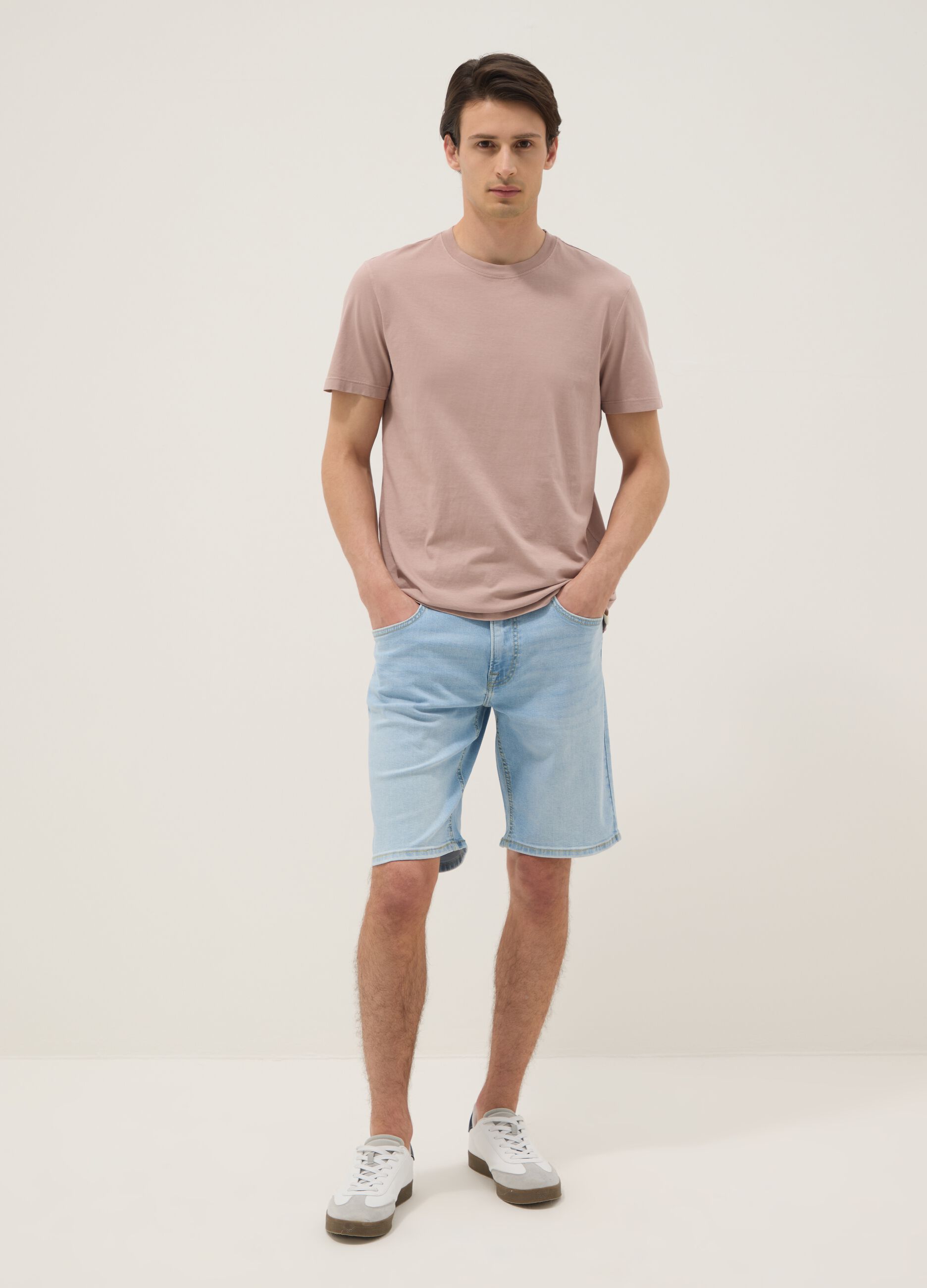 T-shirt rosa in puro cotone a maniche corte regular fit