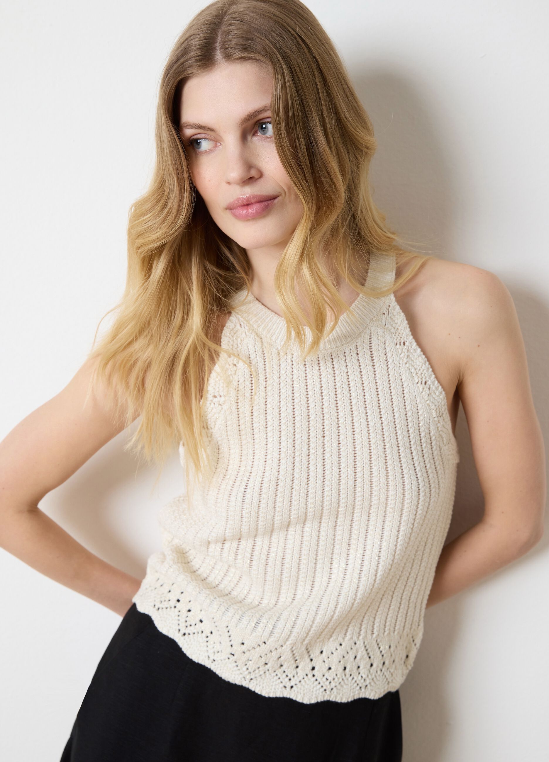 Crochet top with lurex