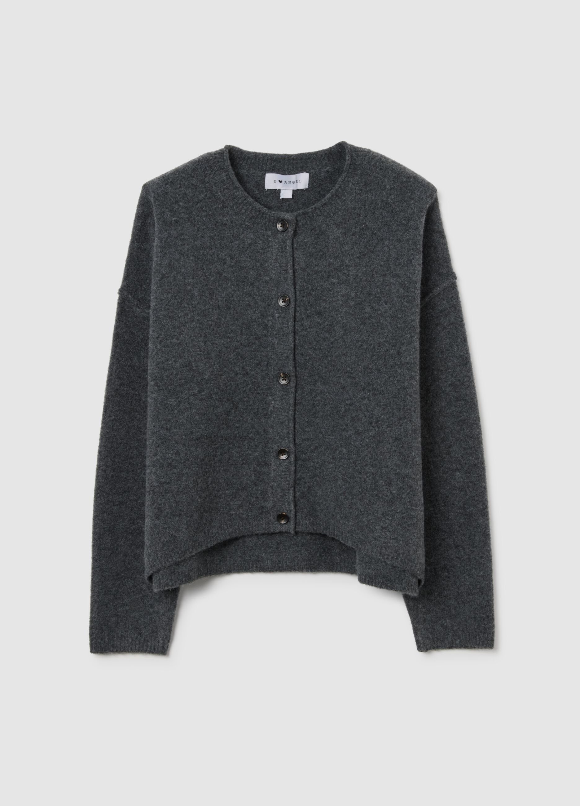 Grey wool blend cardigan