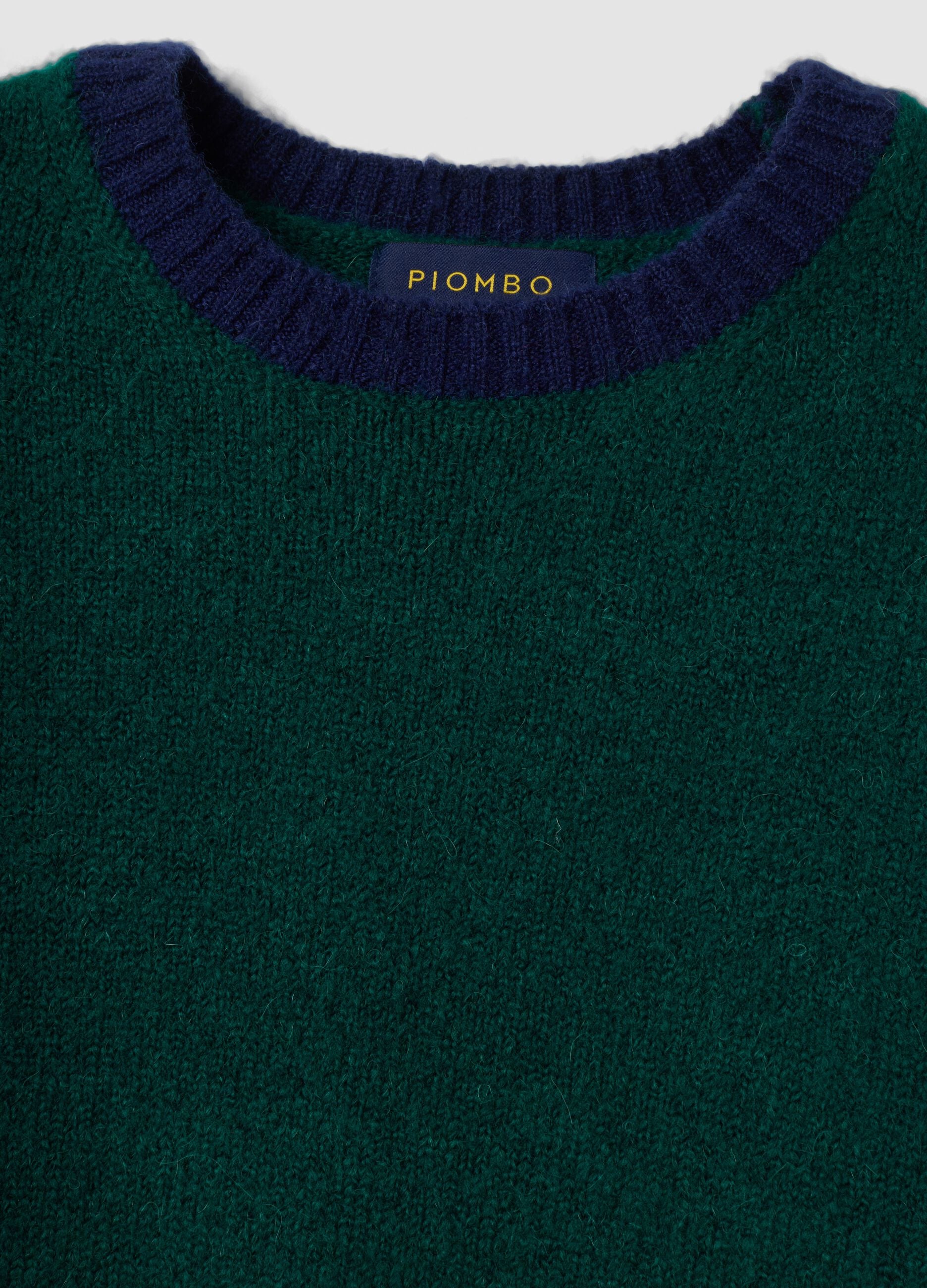 Green crew-neck jumper in stretch wool and alpaca, regular fit