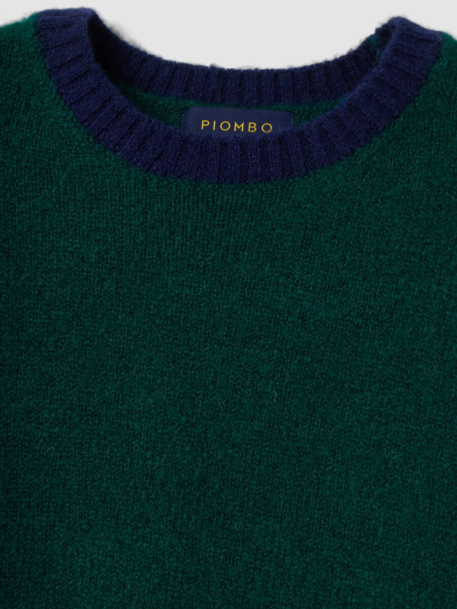 Maglione verde girocollo in lana e alpaca elasticizzate regular fit_5