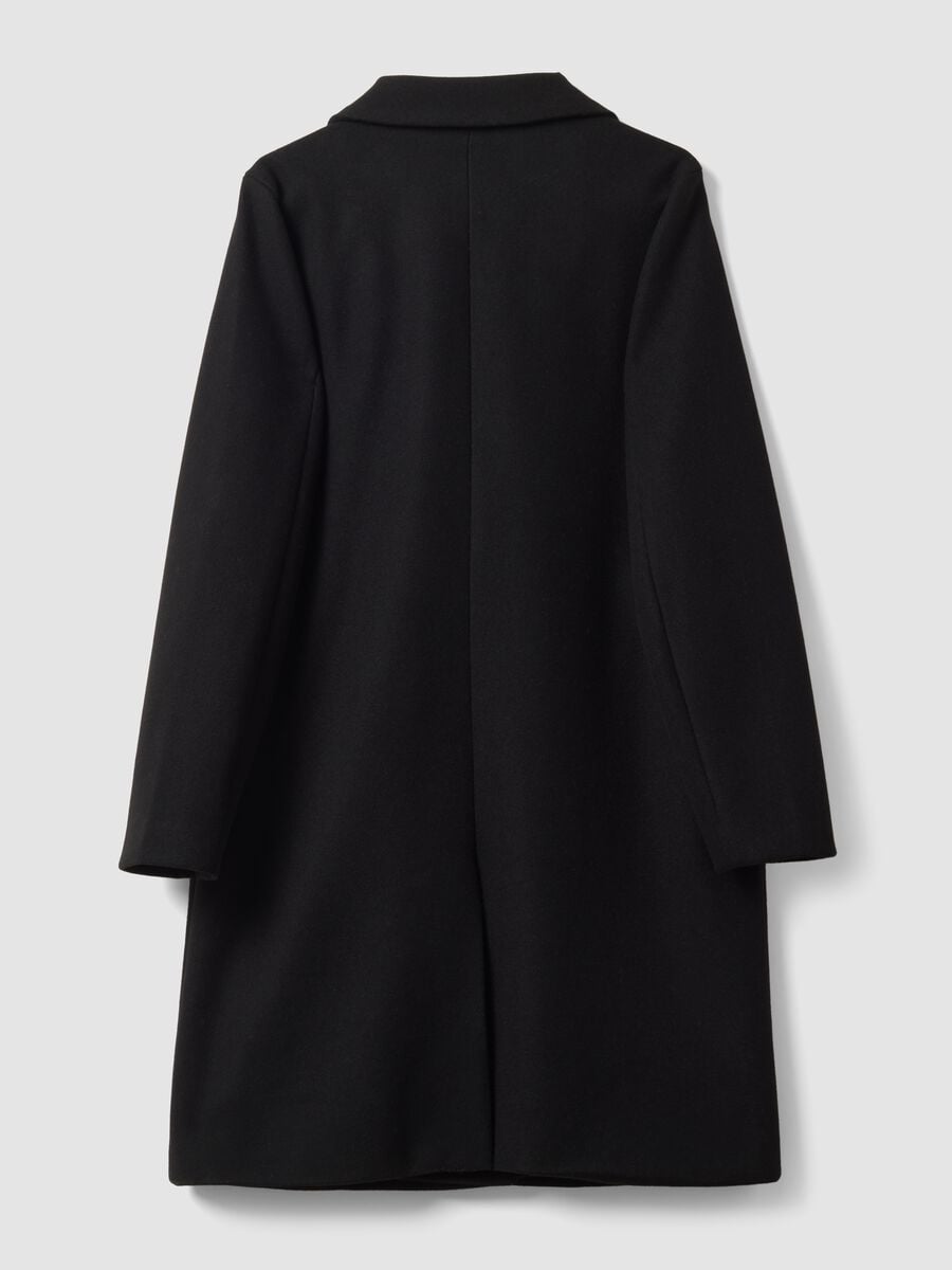Cappotto nero regular fit con rever e bottoni_6