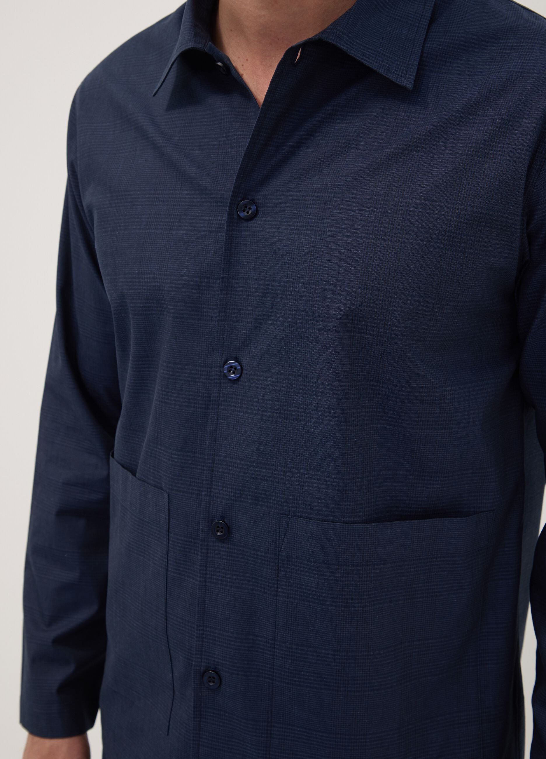 Pigiama blu in puro cotone organico con colletto