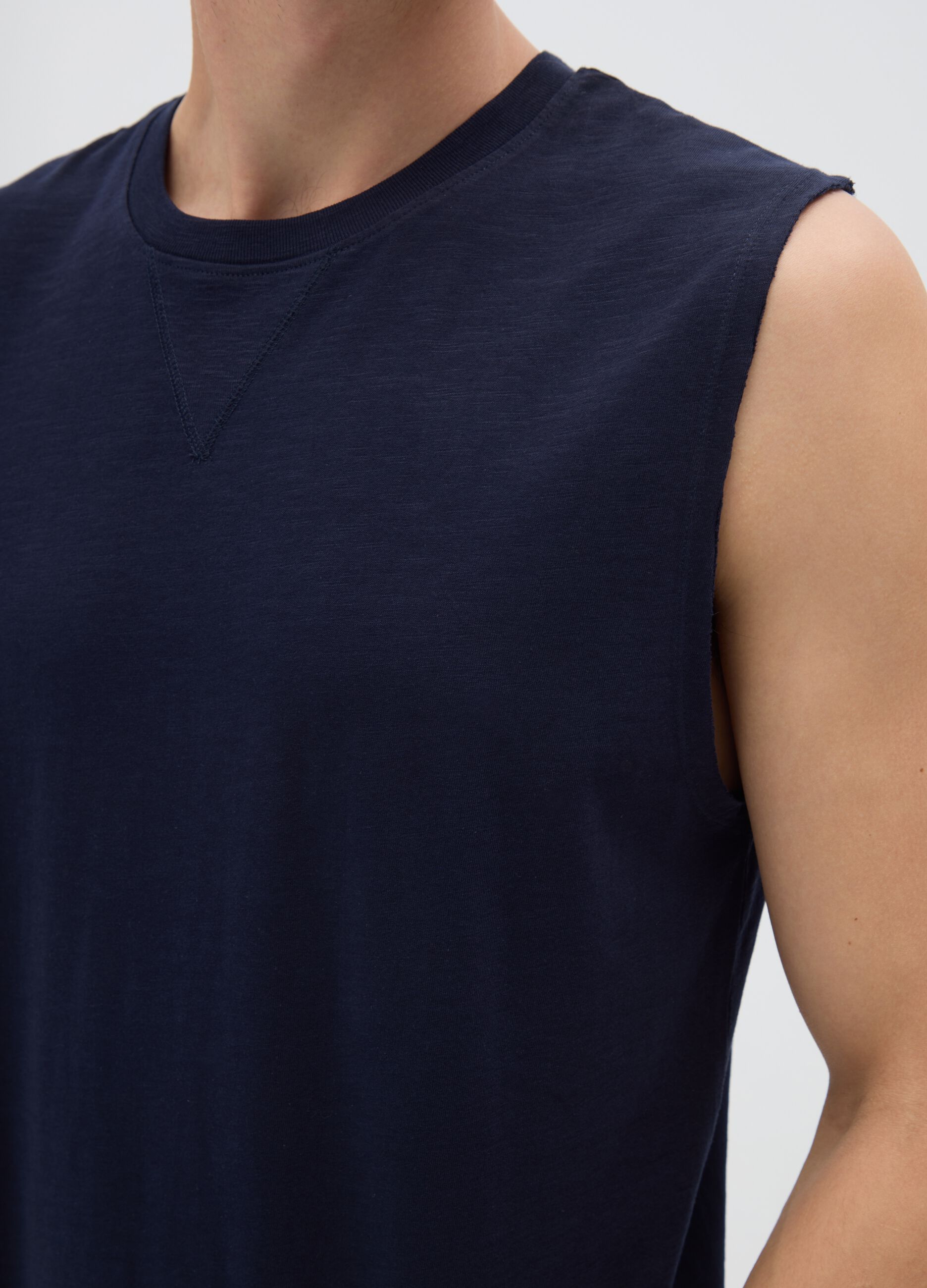 Canotta da uomo in puro cotone blu relaxed fit