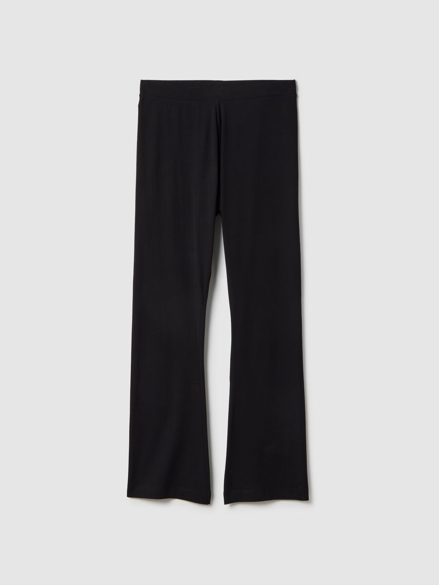 Leggings flare in cotone elasticizzato nero_0