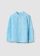 Boys' light blue striped linen-cotton blend shirt, regular fit_0