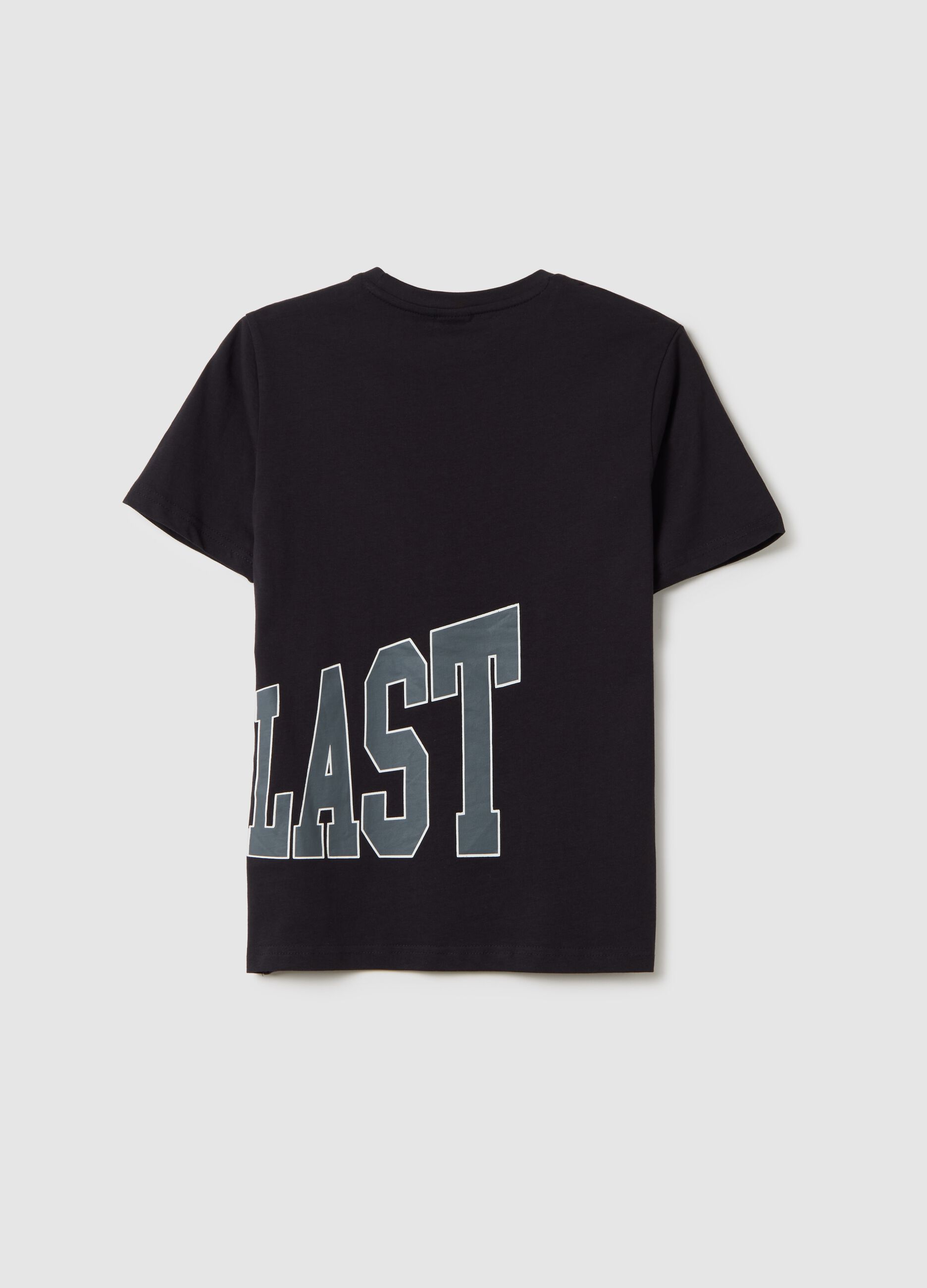 Black T-shirt in cotton with maxi logo print