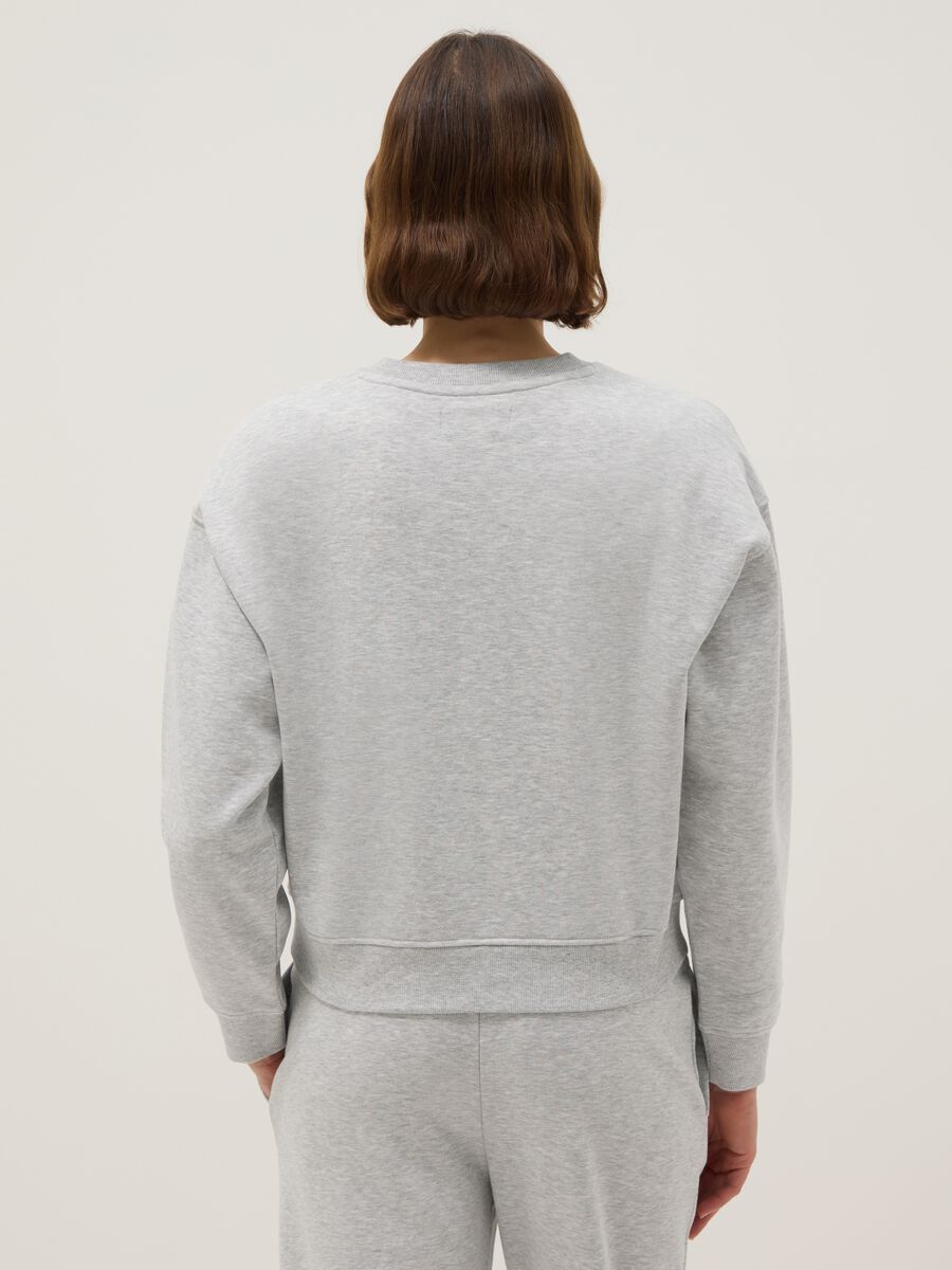 Brown cotton blend regular fit sweatshirt with crew neck_2