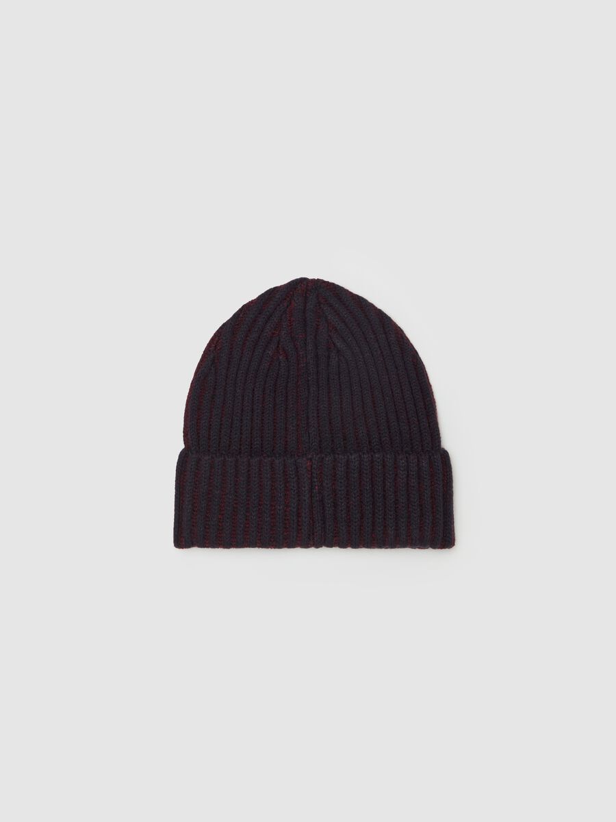 Ribbed knit hat with fold_1