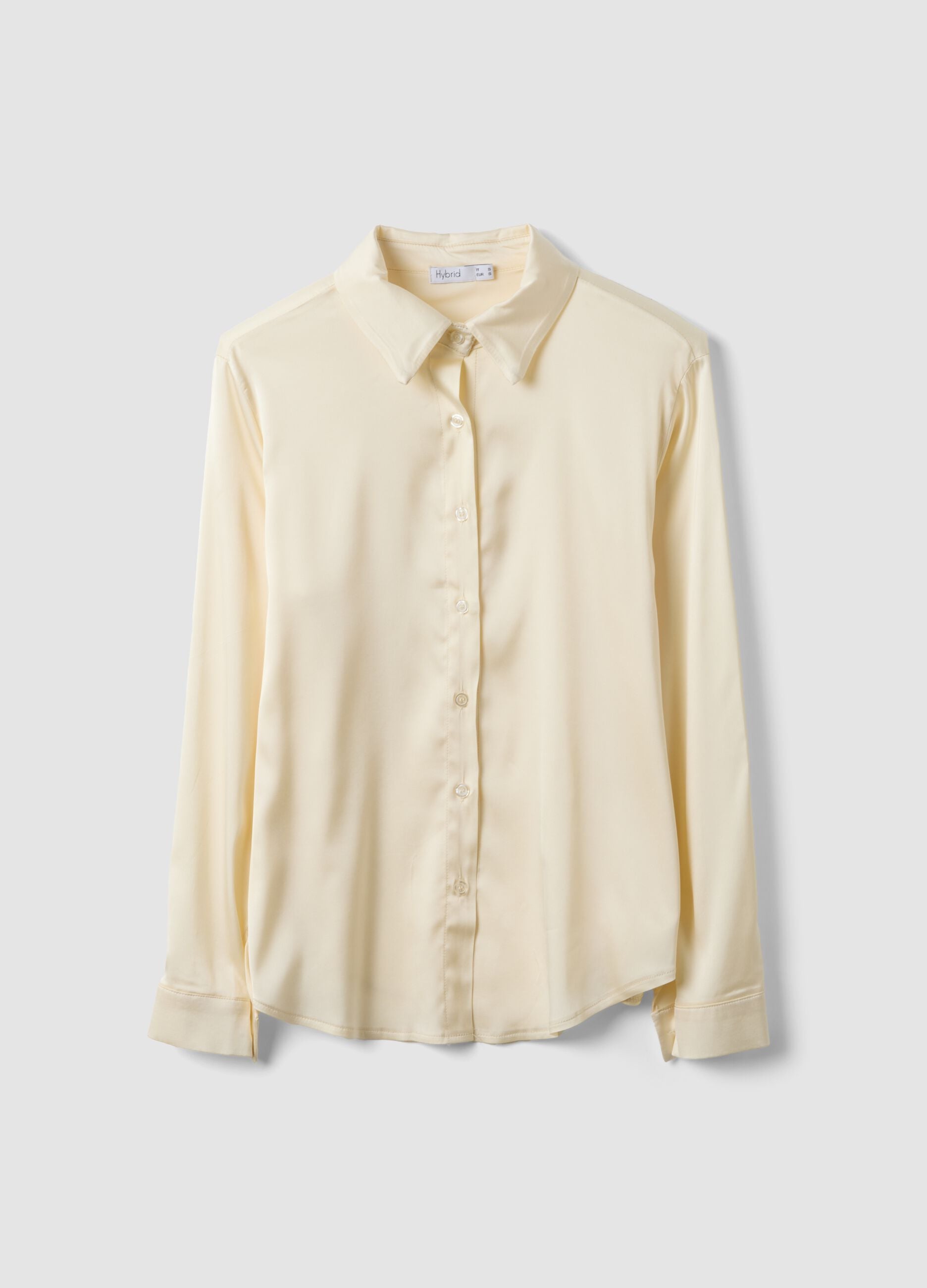 Beige stretch-viscose shacket, regular fit