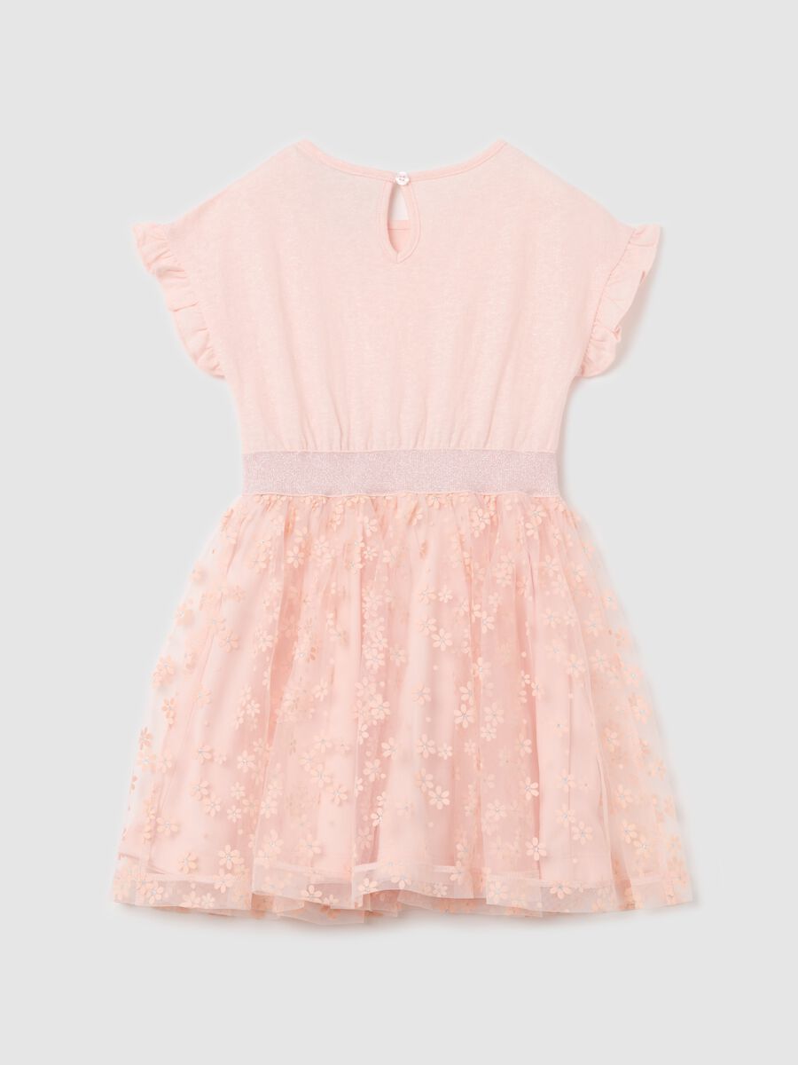 Pink dress with floral tulle skirt_1