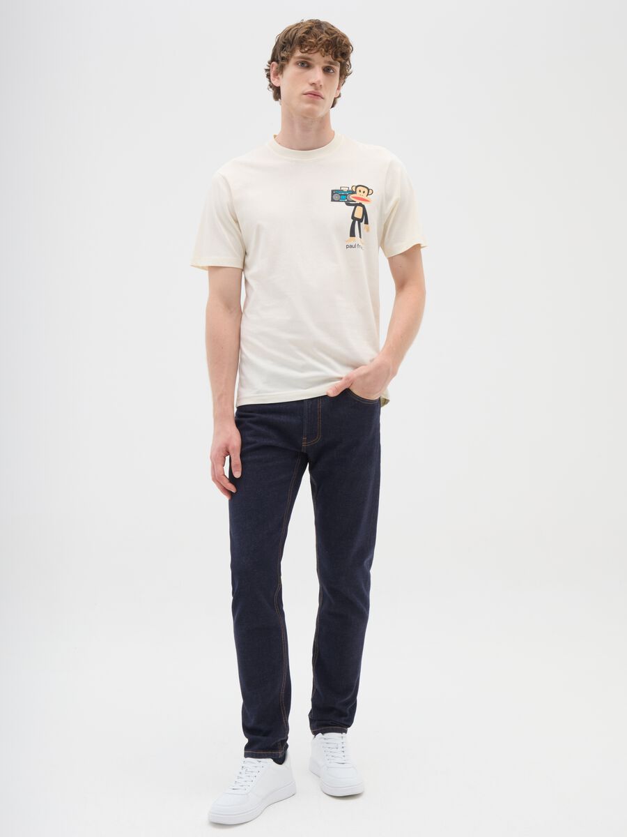 Regular fit short sleeve beige T-shirt in pure cotton_1