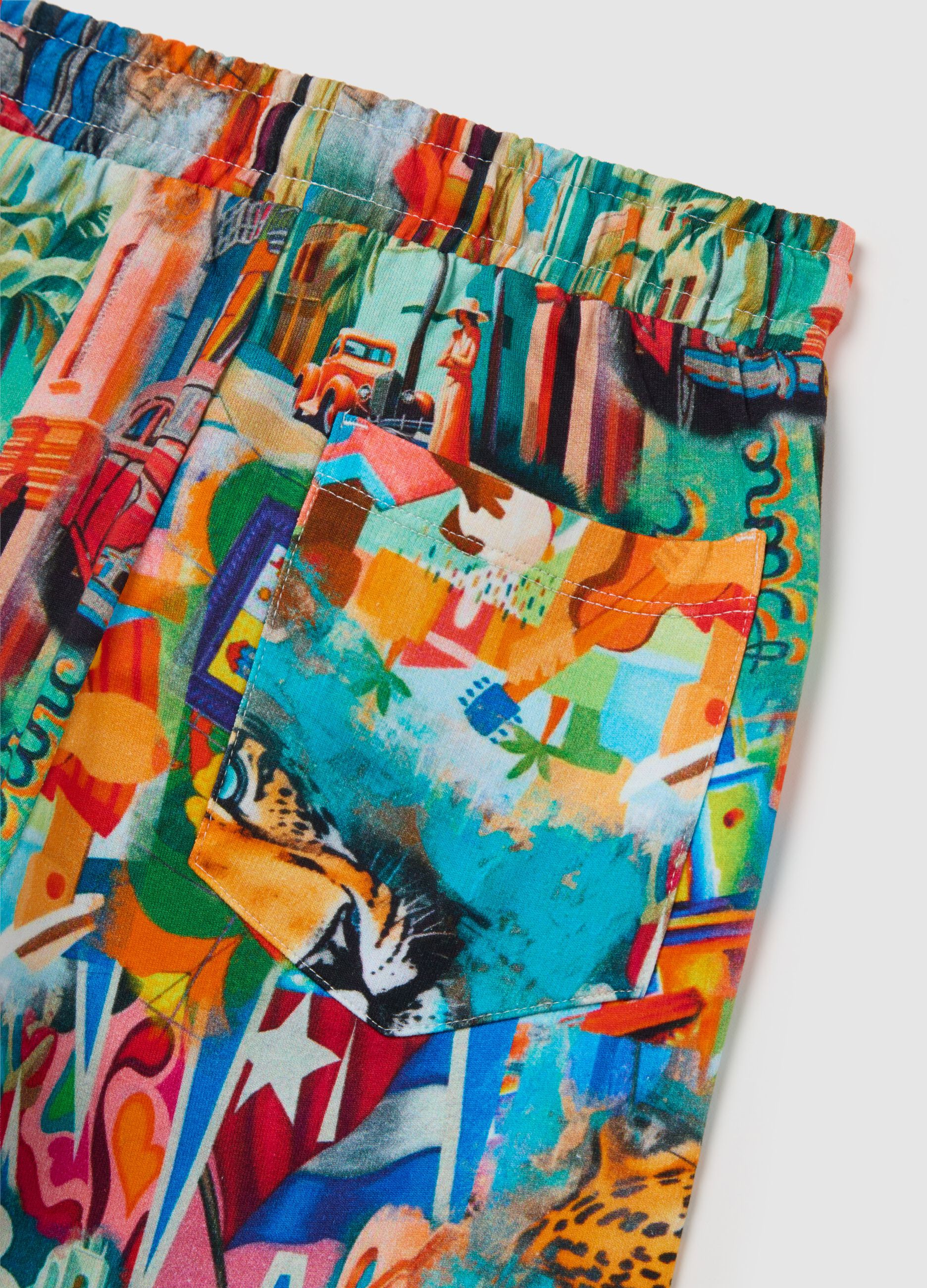 Children's multicoloured shorts with vibrant prints in cotton