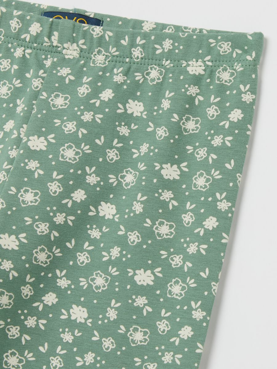 Leggings in cotone stretch stampa fiorellini _2