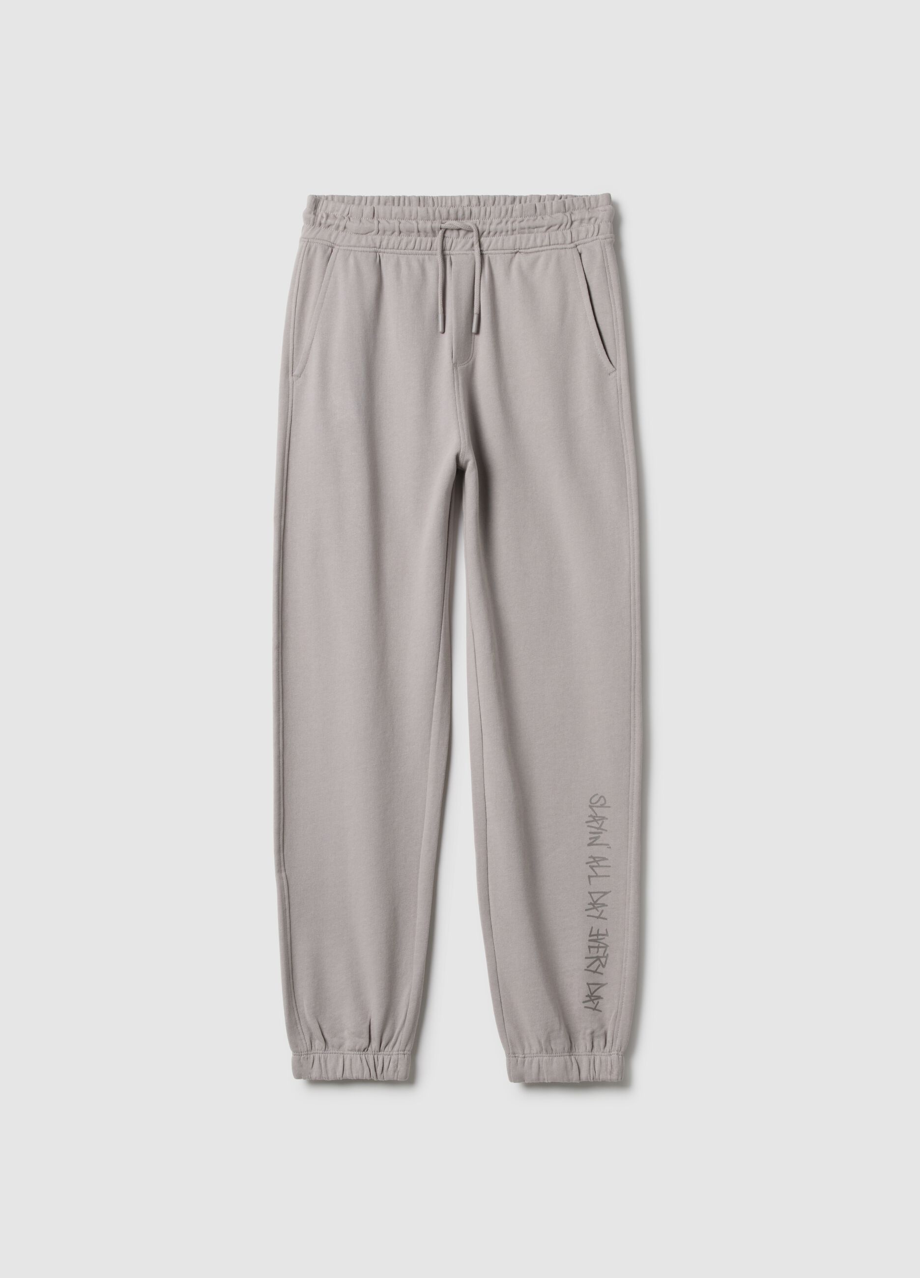 Boys' grey pure cotton joggers regular fit