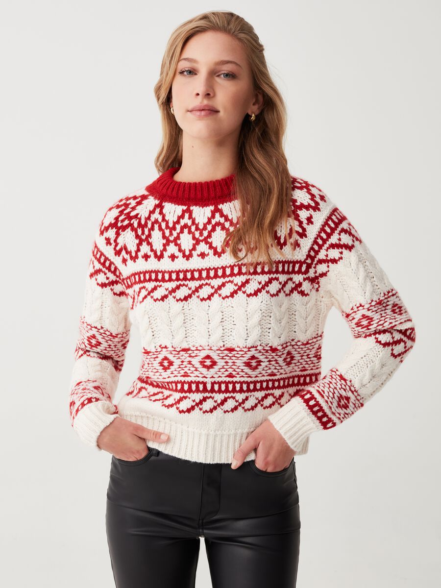 Pullover con disegno norvegese jacquard_0