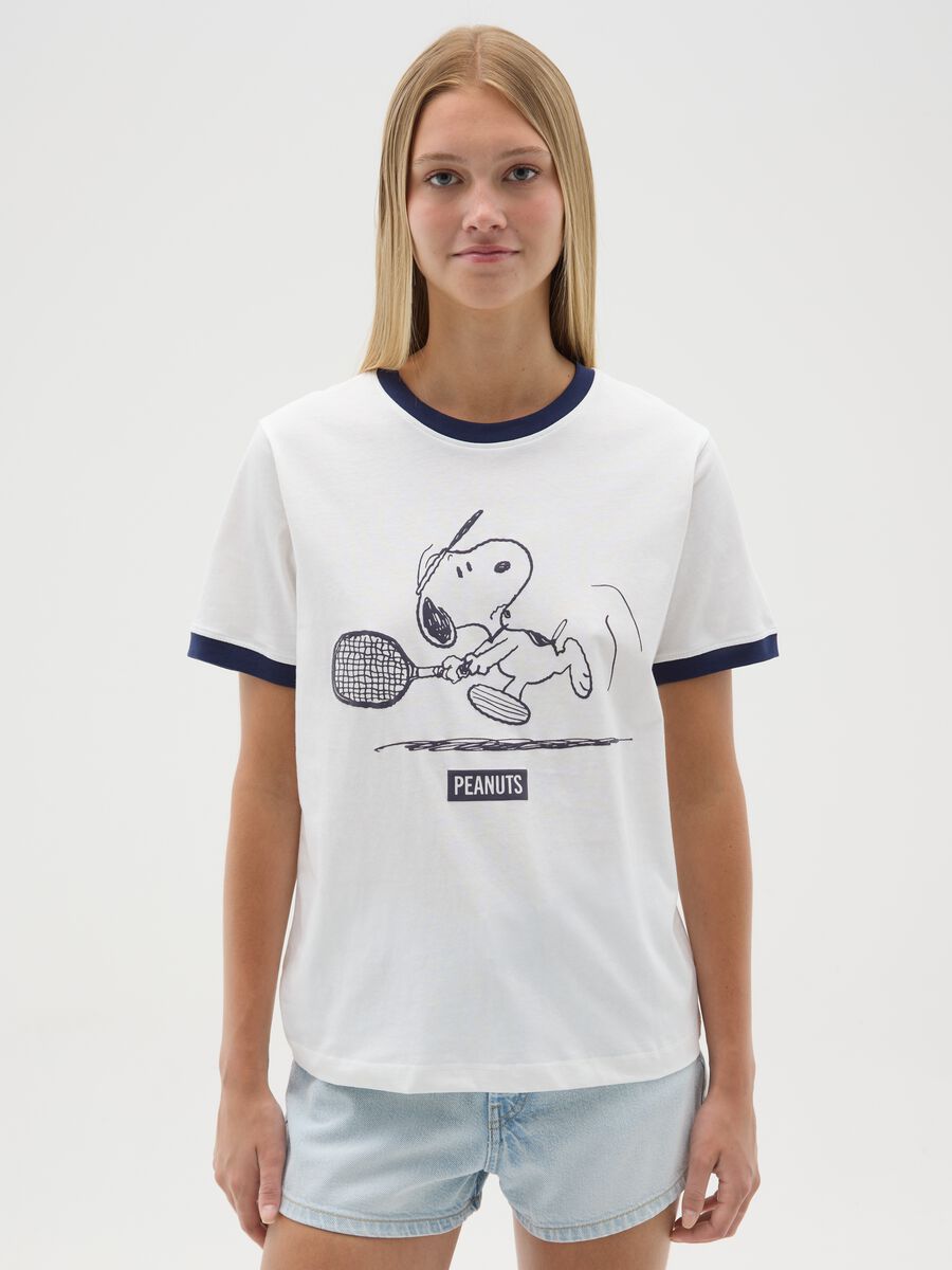 Women's multicolour pure cotton T-shirt with regular fit and Snoopy print_0