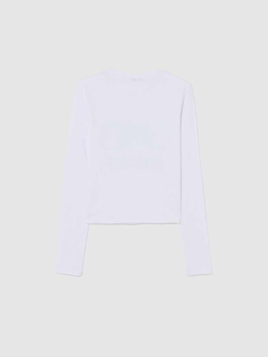 Girls' White Slim Fit Cotton Blend T-Shirt with Knicks Print_1