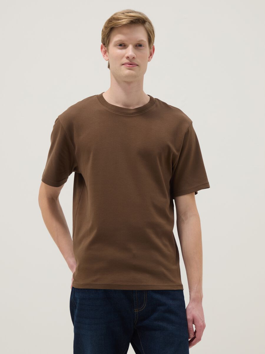 Relaxed Fit Brown The Iconic Tee T-shirt in Pure Cotton_1