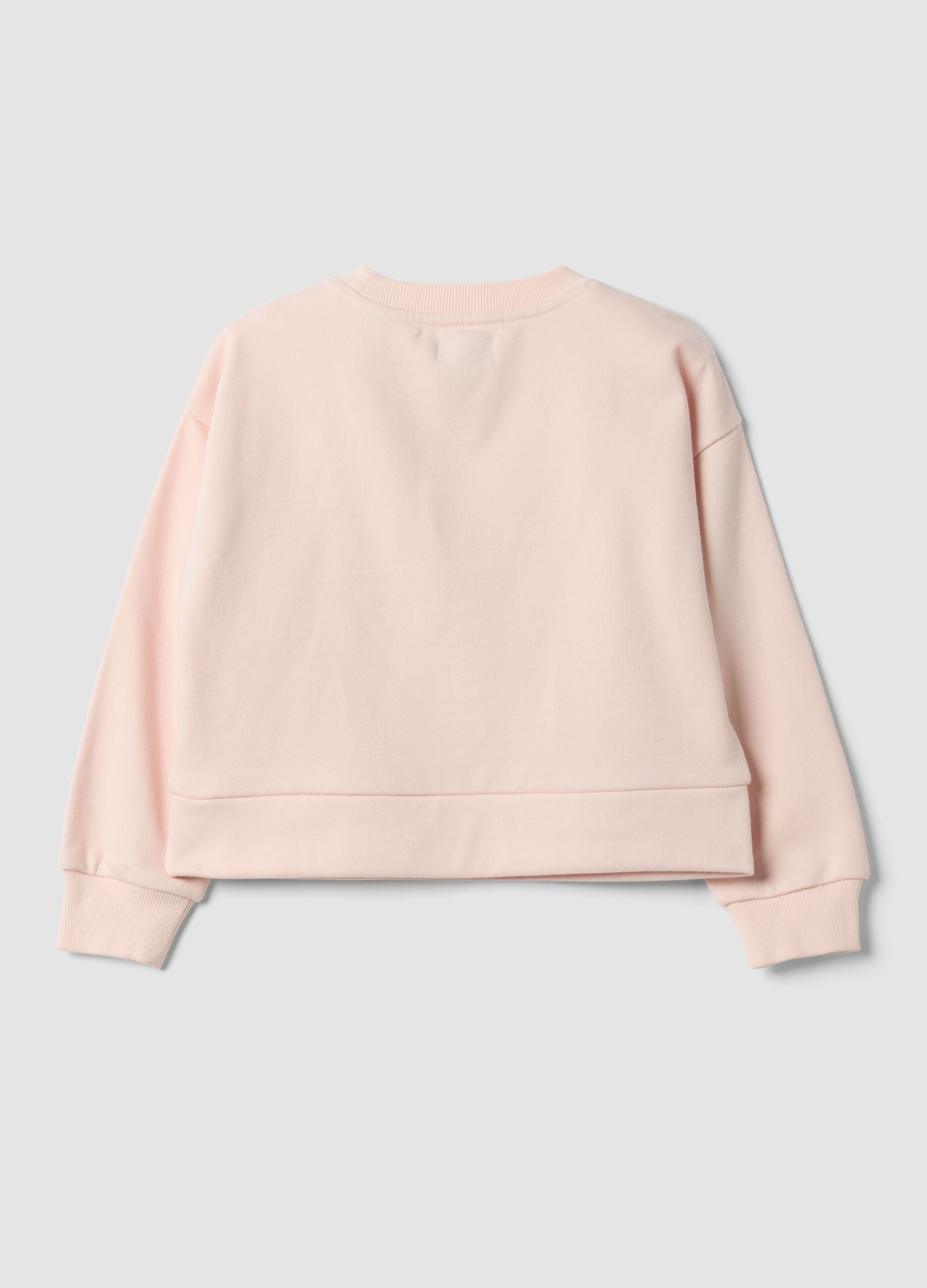 Pink cotton-blend crew-neck sweatshirt with heart