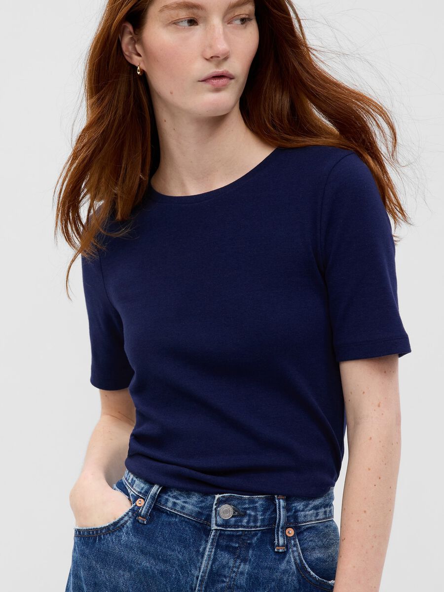T-shirt in stretch cotton and viscose blend_0