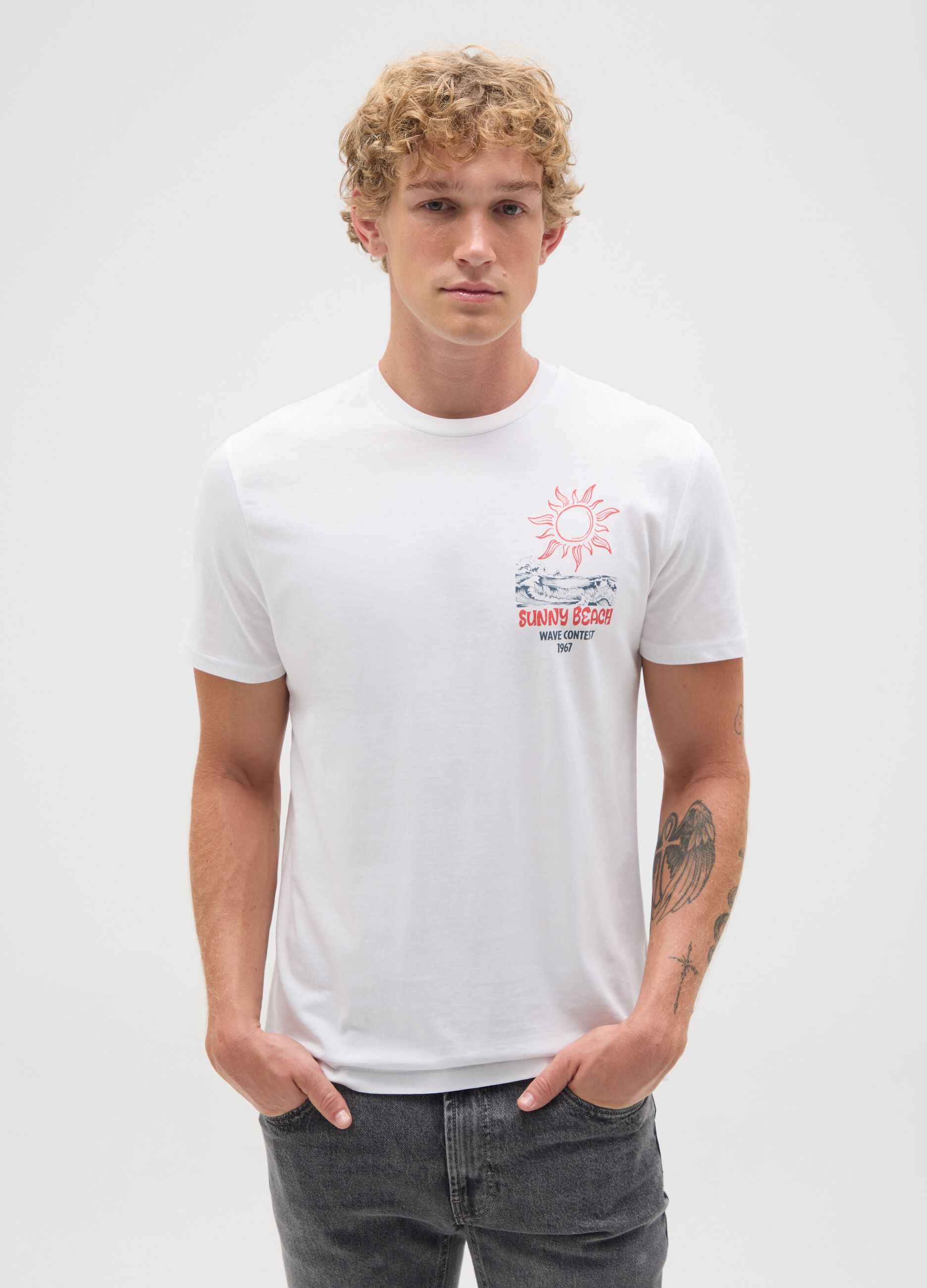 Men's pure cotton white t-shirt regular fit