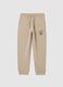 Children's trousers in pure beige cotton regular fit with print_0