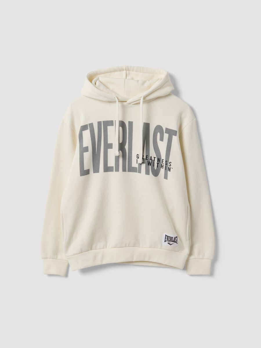 White cotton-blend hoodie with print, regular fit_0