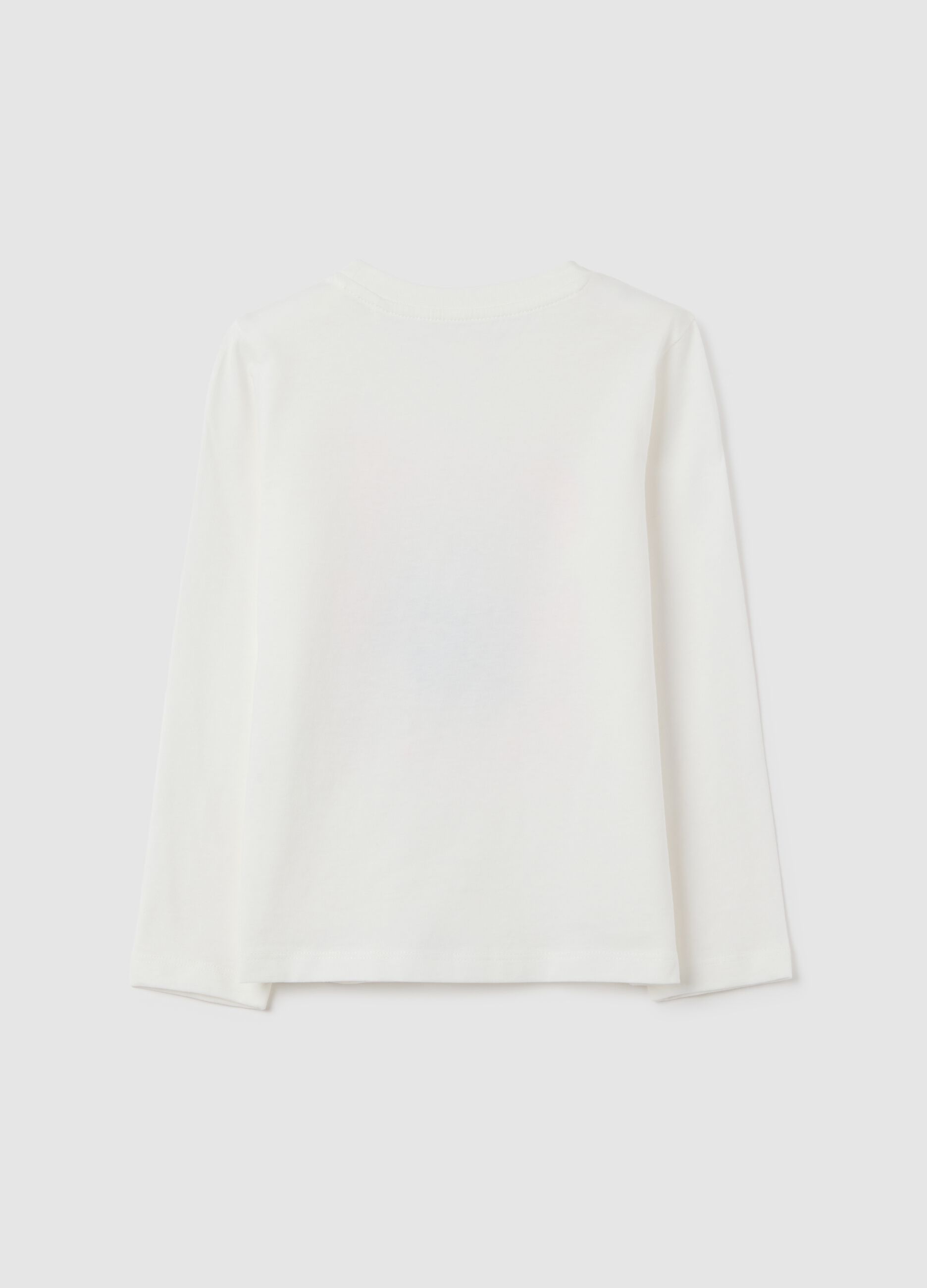 Girls' white pure cotton regular fit top with dog print