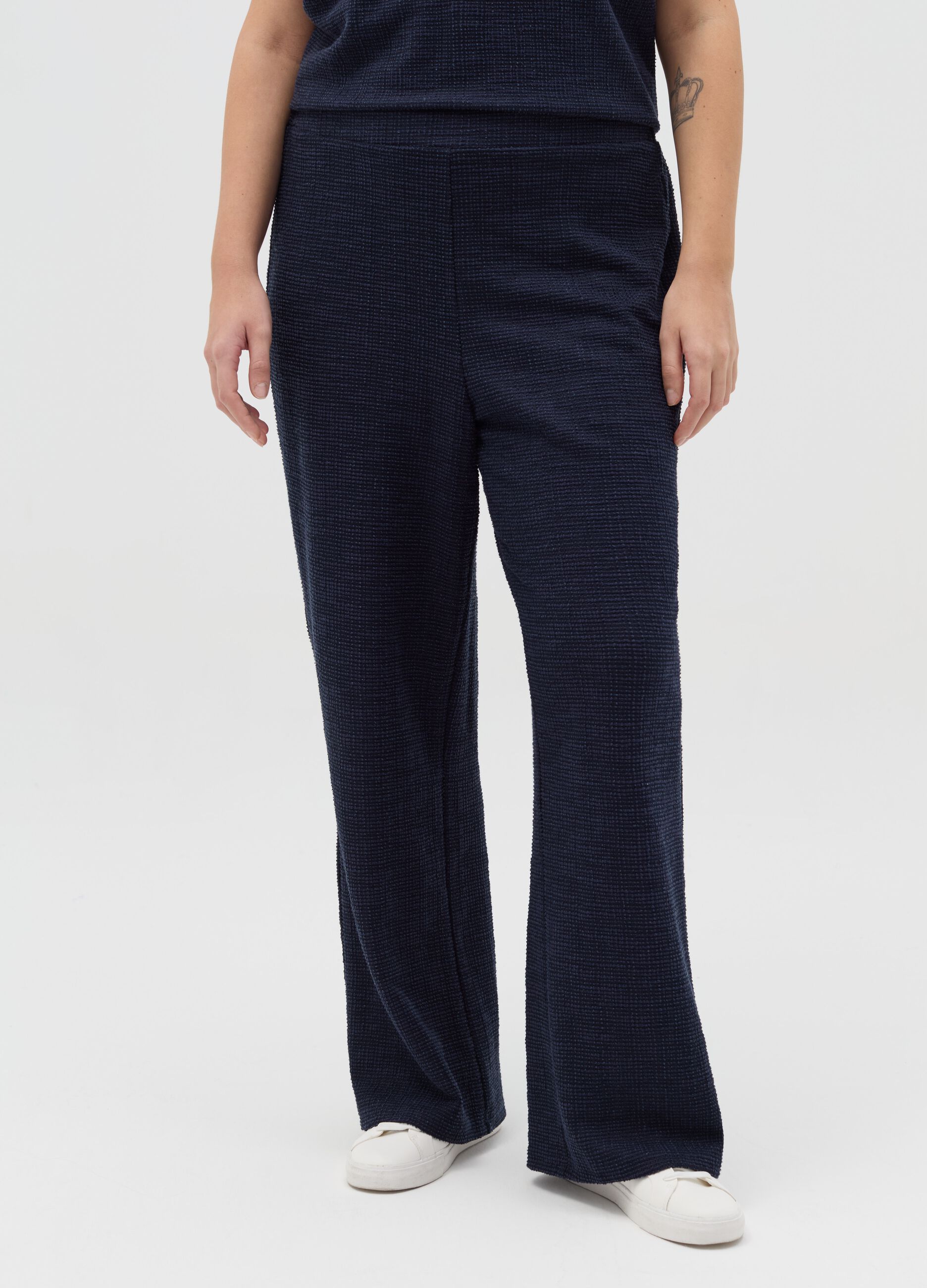 Pantalone lavorato a gamba larga Curvy