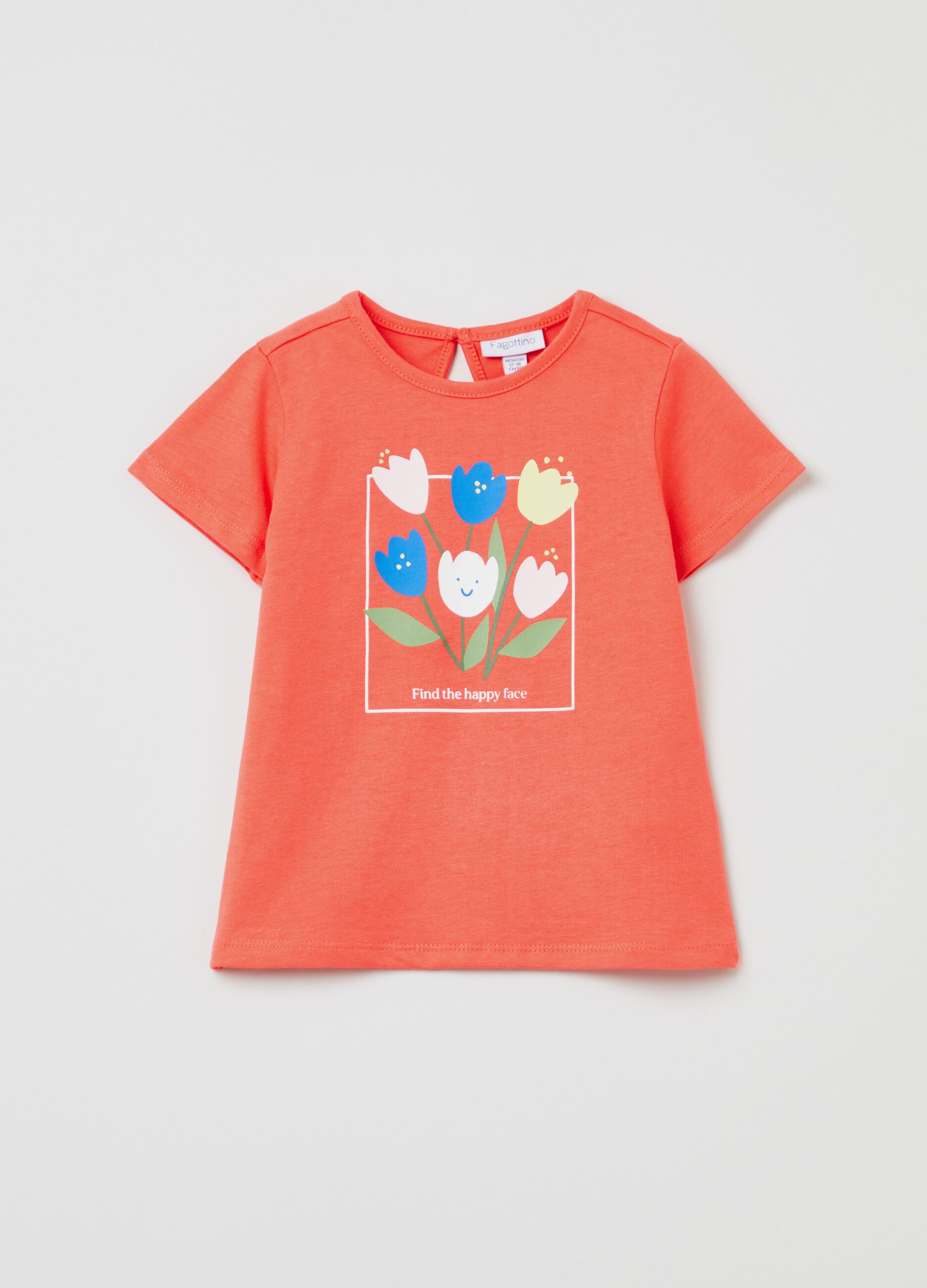 T-shirt in cotone con stampa tulipani